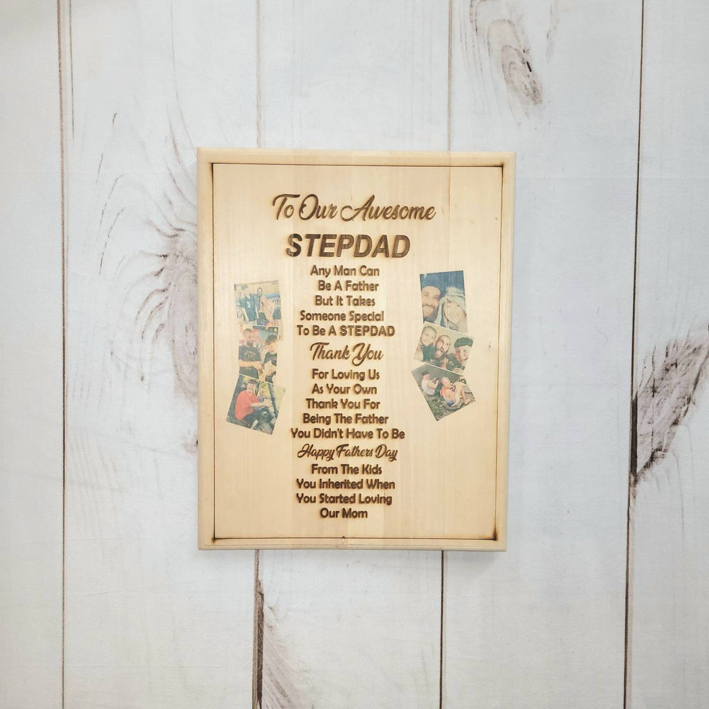 Custom Photo Stepdad Gift Aluminum Sign — lifestyle setting