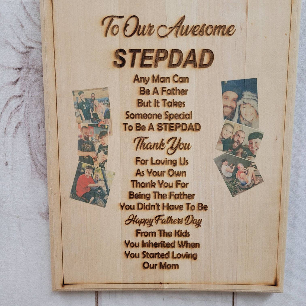 Custom Photo Stepdad Gift Aluminum Sign — detail view