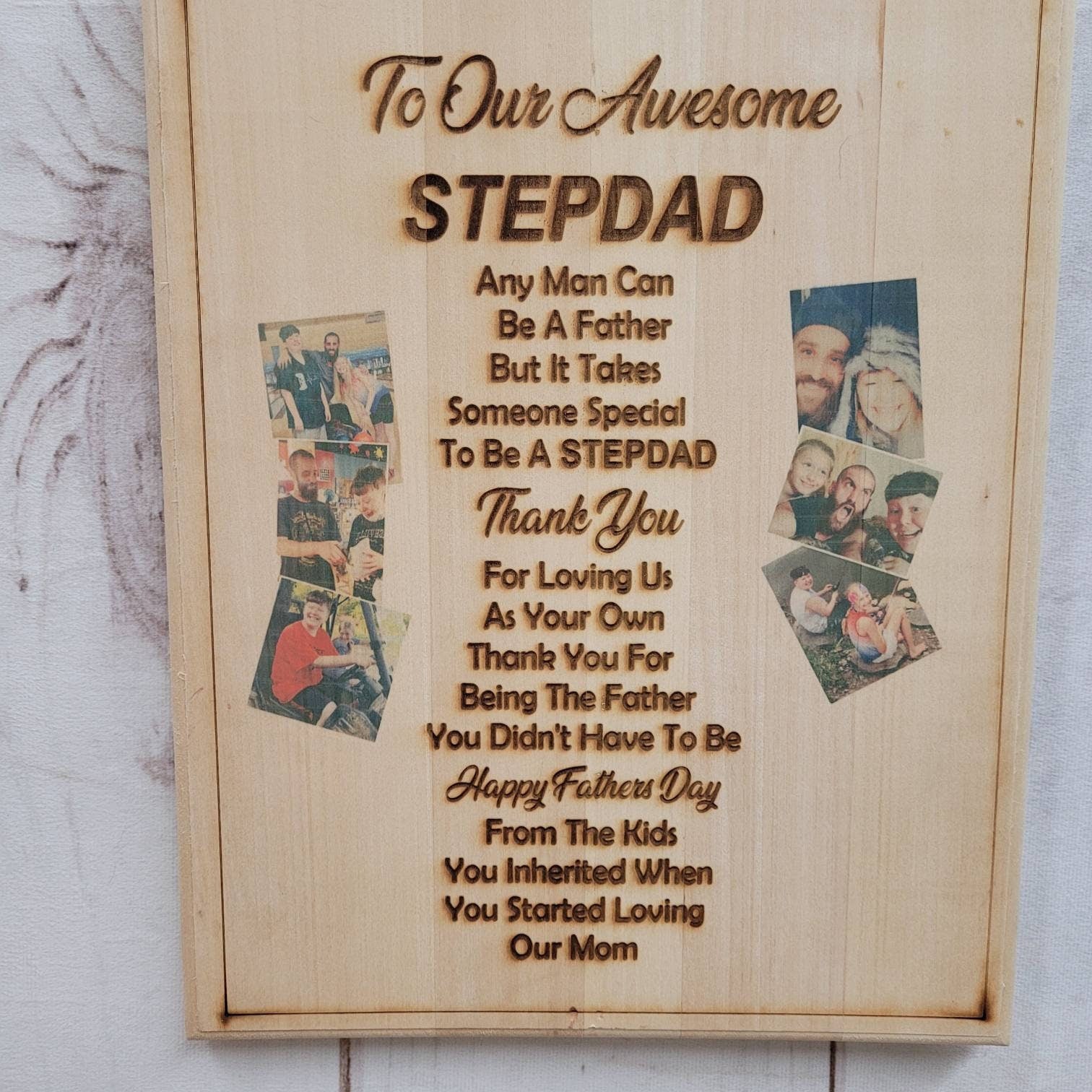 Custom Photo Stepdad Gift Aluminum Sign — detail view