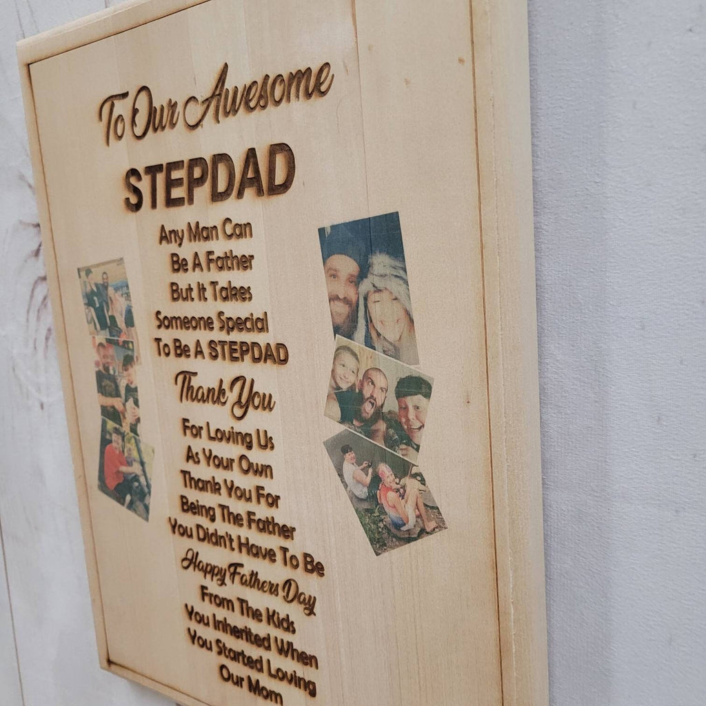 Custom Photo Stepdad Gift Aluminum Sign — alternate angle