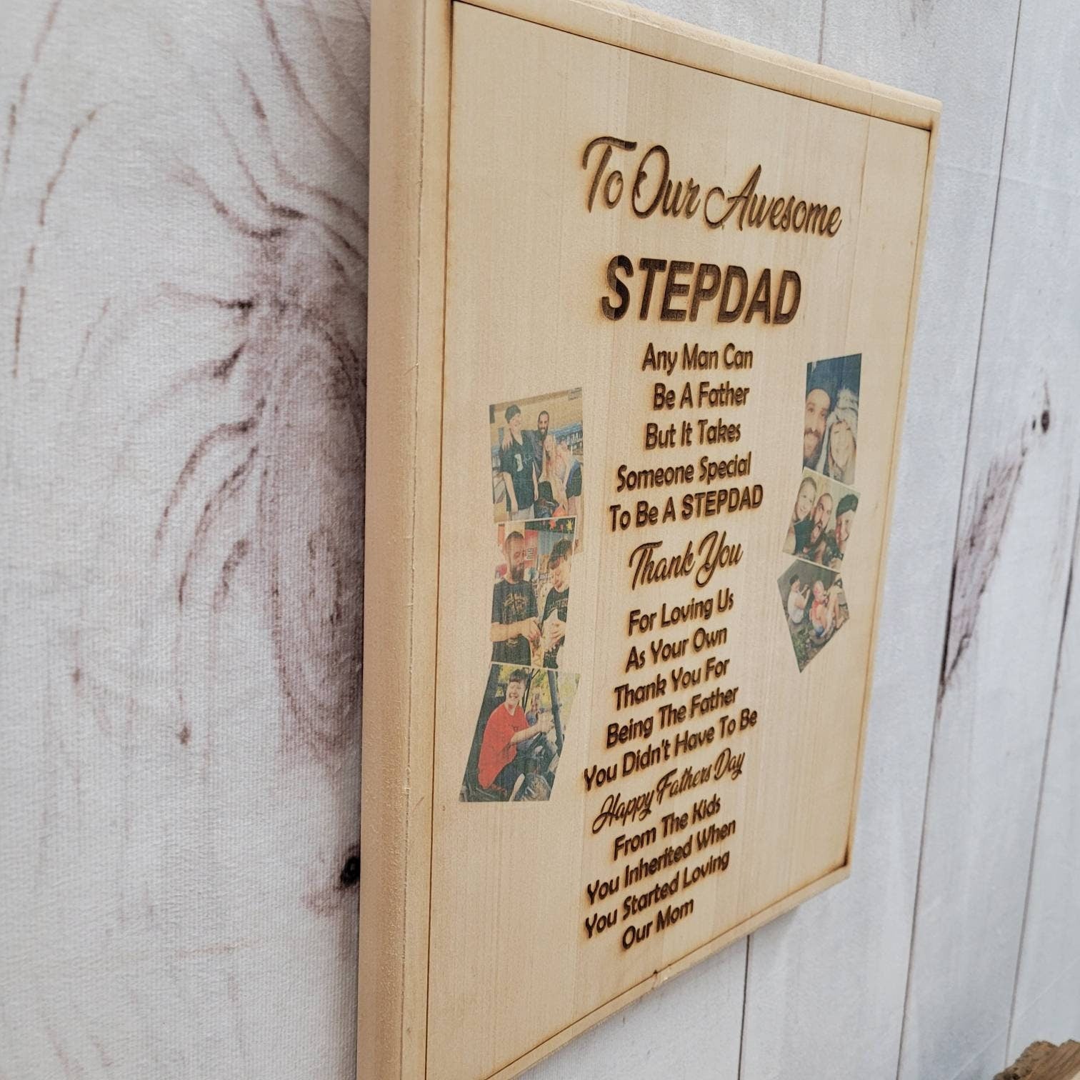 Custom Photo Stepdad Gift Aluminum Sign — alternate angle