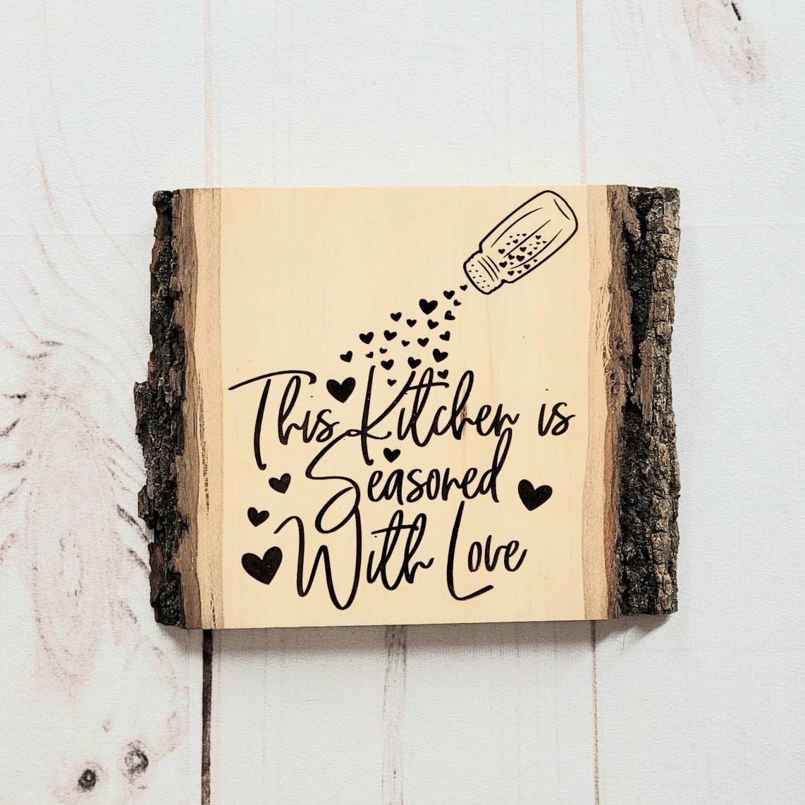 Laser Engraved Basswood Kitchen Wall Art Wood Sign — front view on white background