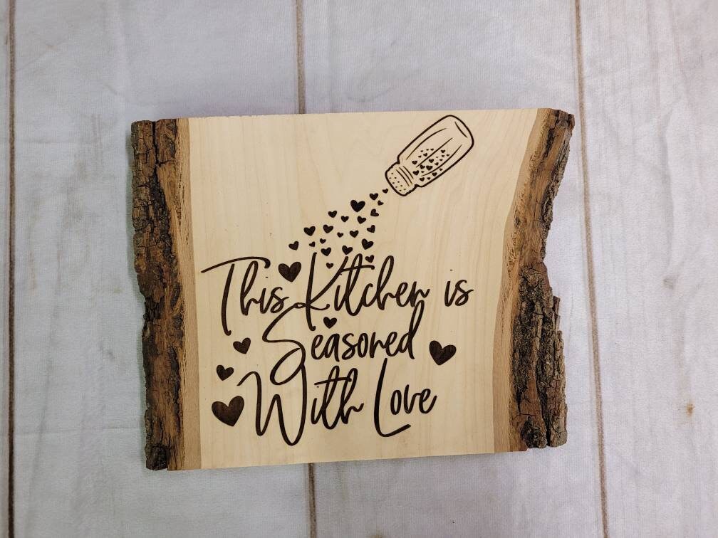Laser Engraved Basswood Kitchen Wall Art Wood Sign — detail view