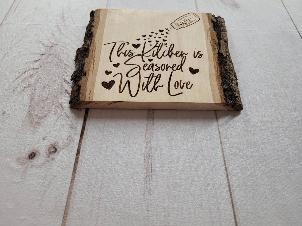 Laser Engraved Basswood Kitchen Wall Art Wood Sign — alternate angle