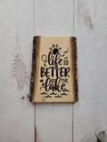 Lake Life Laser Engraved Basswood Sign Wood Sign — front view on white background