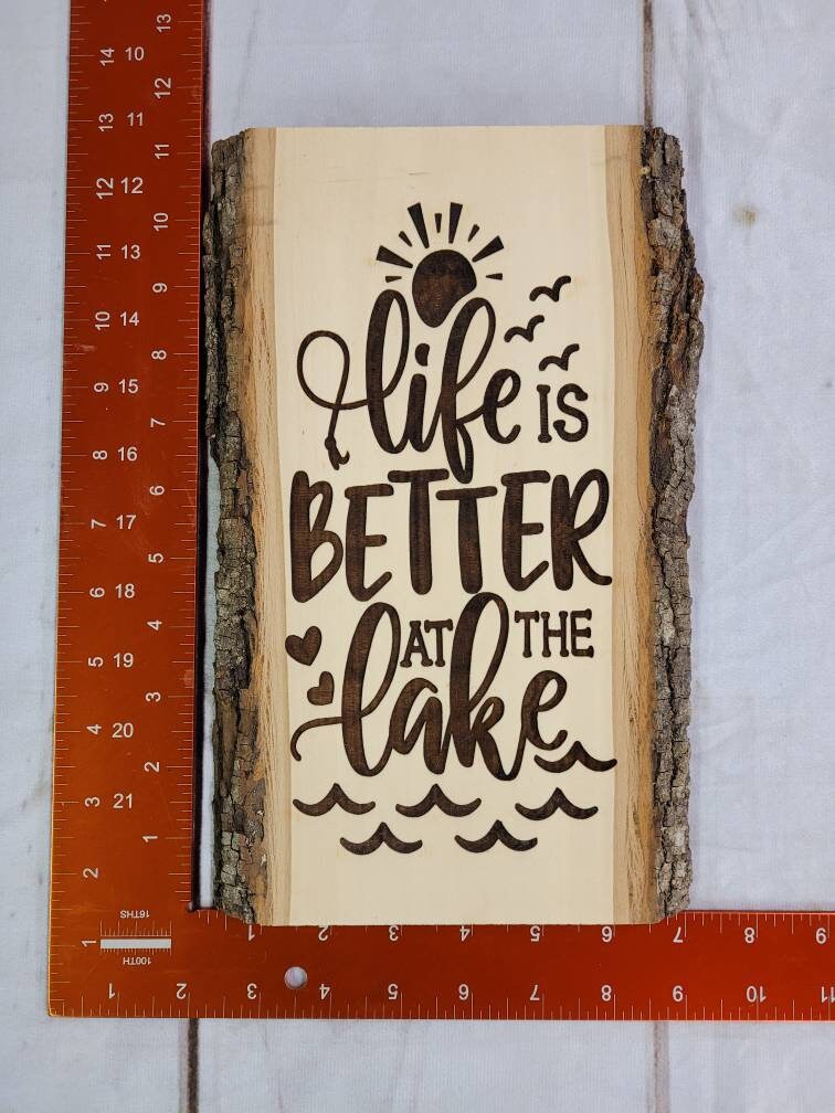 Lake Life Laser Engraved Basswood Sign Wood Sign — detail view