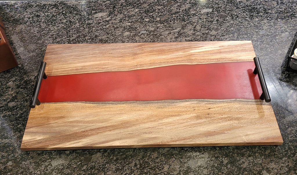 Black Walnut Epoxy River Charcuterie Board Wood Sign — alternate angle