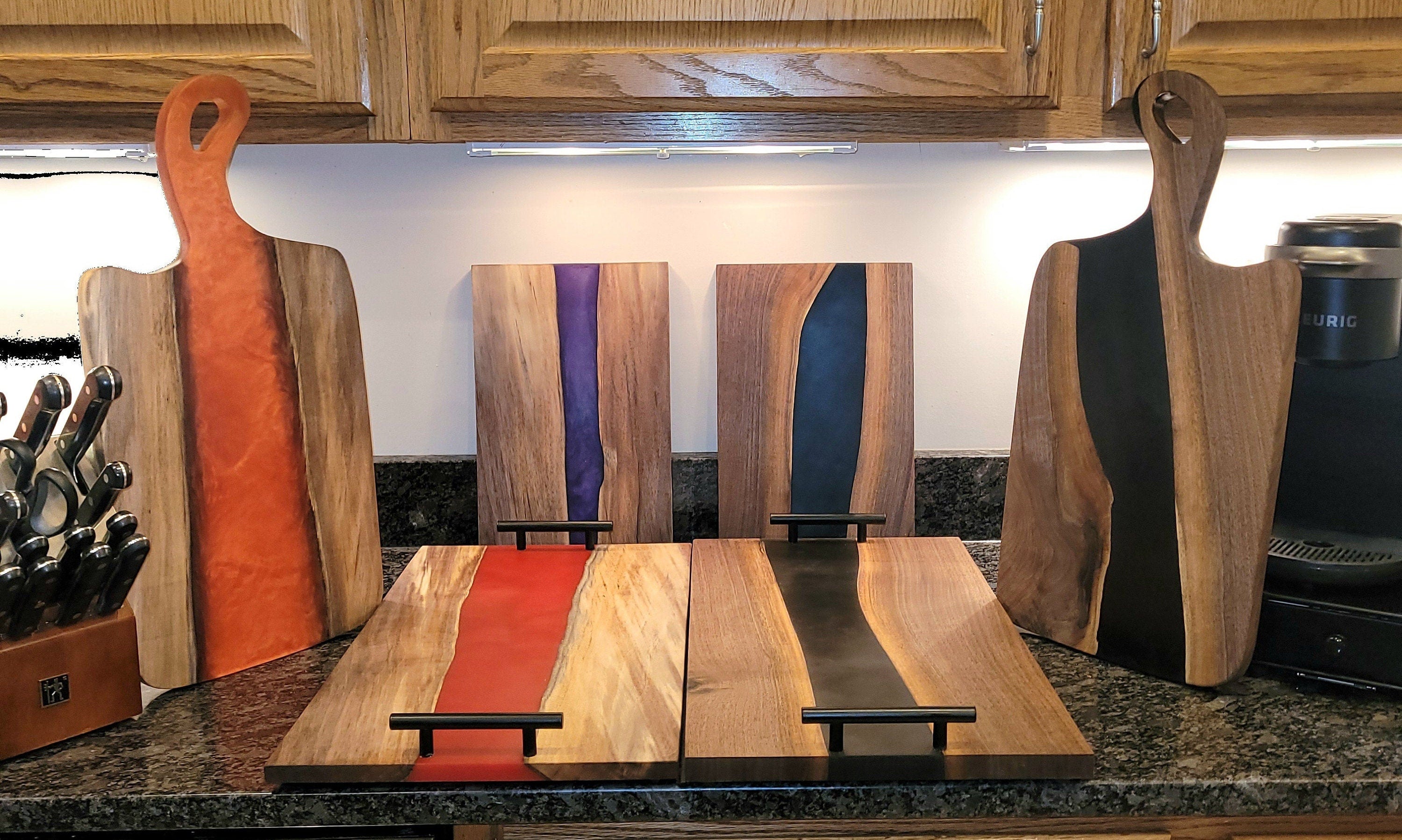 Black Walnut Epoxy River Charcuterie Board Wood Sign — alternate angle