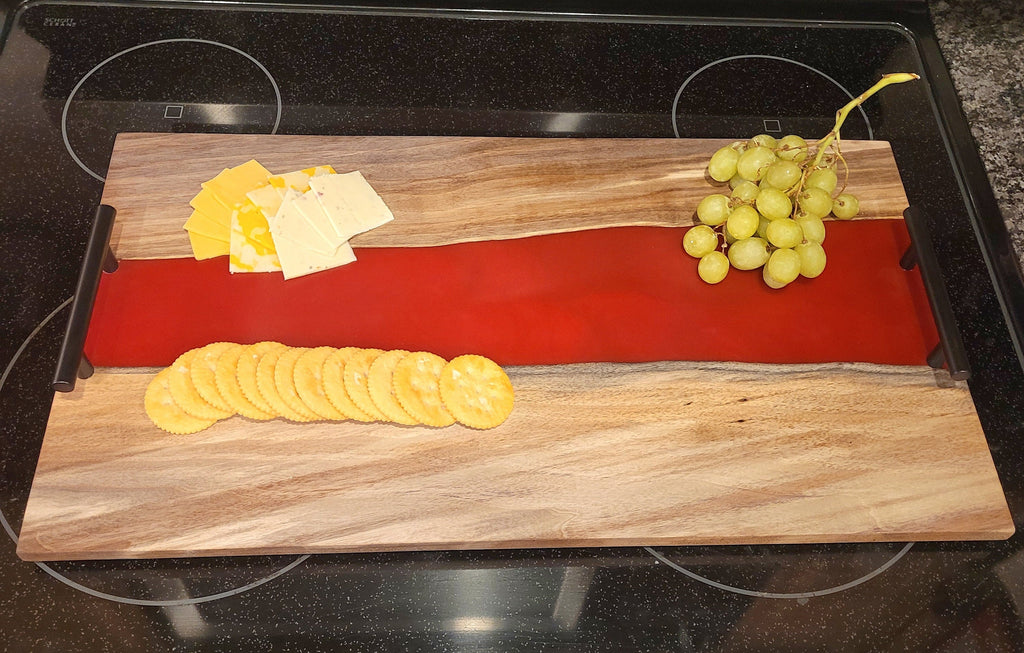 Black Walnut Epoxy River Charcuterie Board Wood Sign — alternate angle