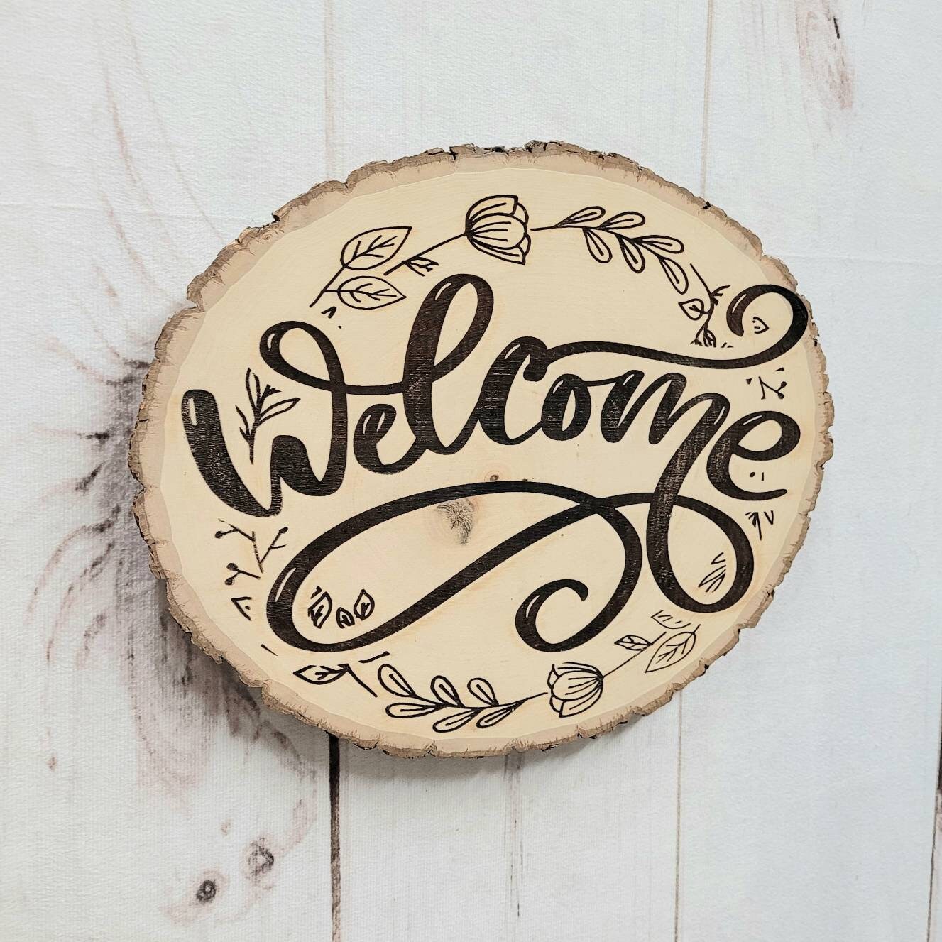 Live Edge Wood Welcome Sign Wood Sign — alternate angle