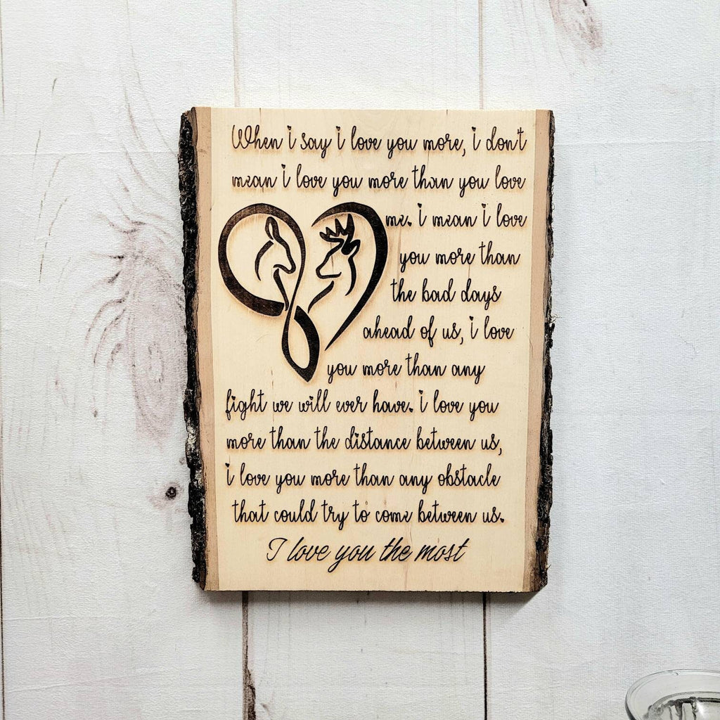 Live Edge Wood Sign Wood Sign — front view on white background