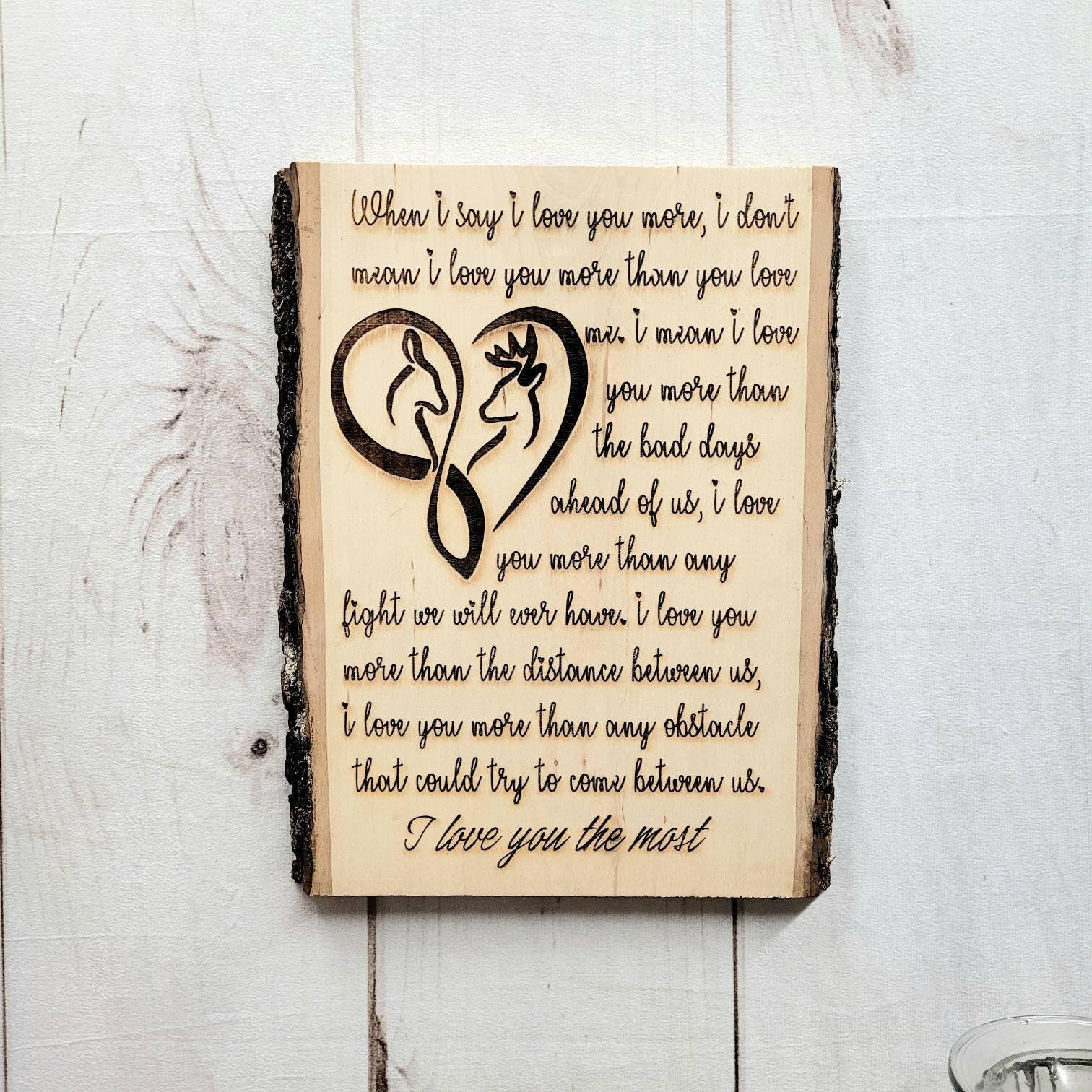 Live Edge Wood Sign Wood Sign — front view on white background