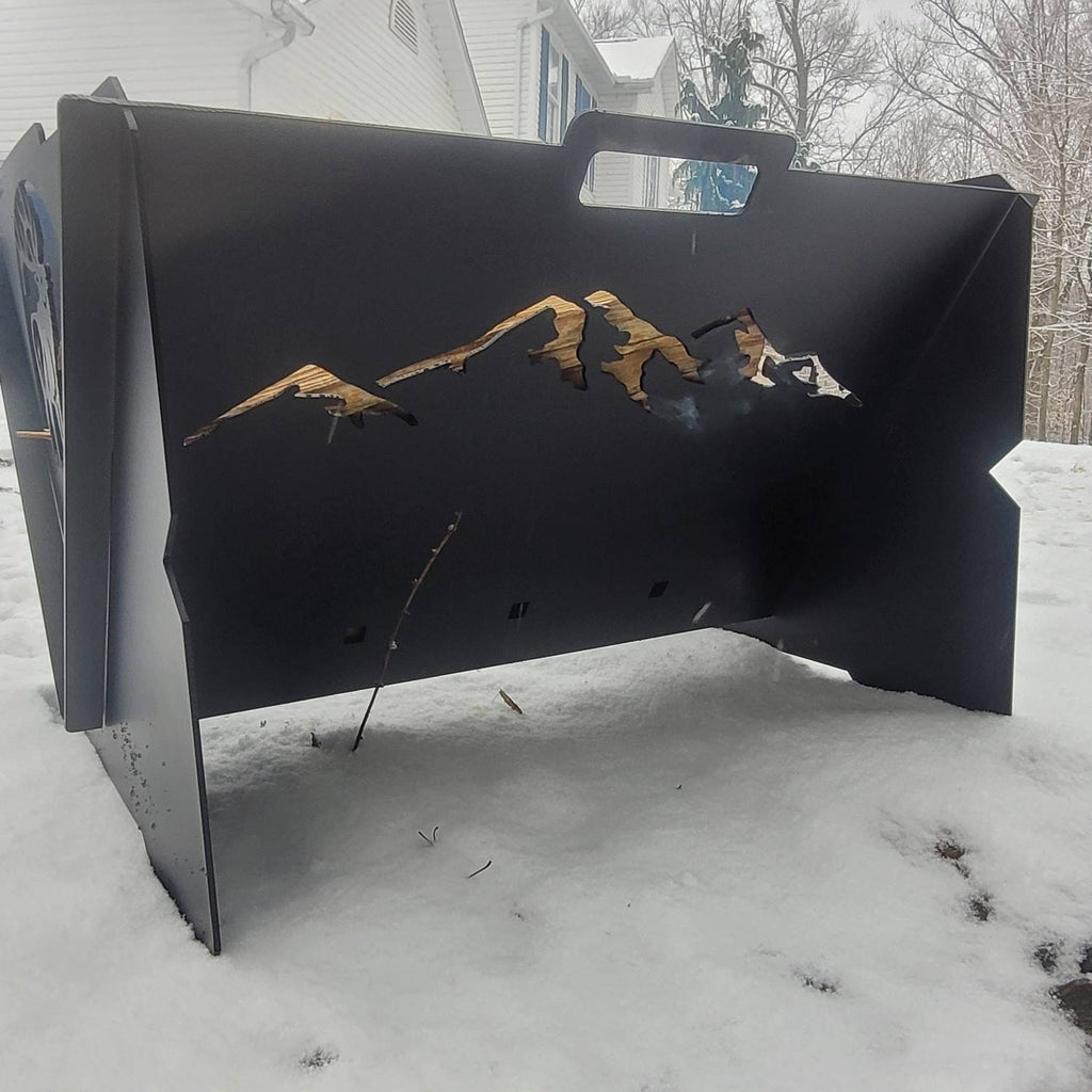 Collapsible Steel Fire Pit: Personalized Gril Aluminum Sign — alternate angle
