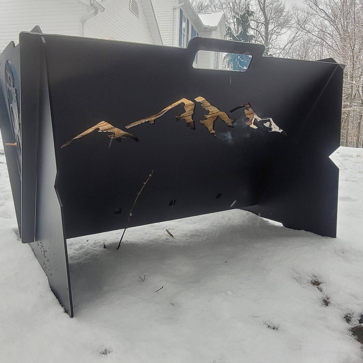 Collapsible Steel Fire Pit: Personalized Gril Aluminum Sign — alternate angle