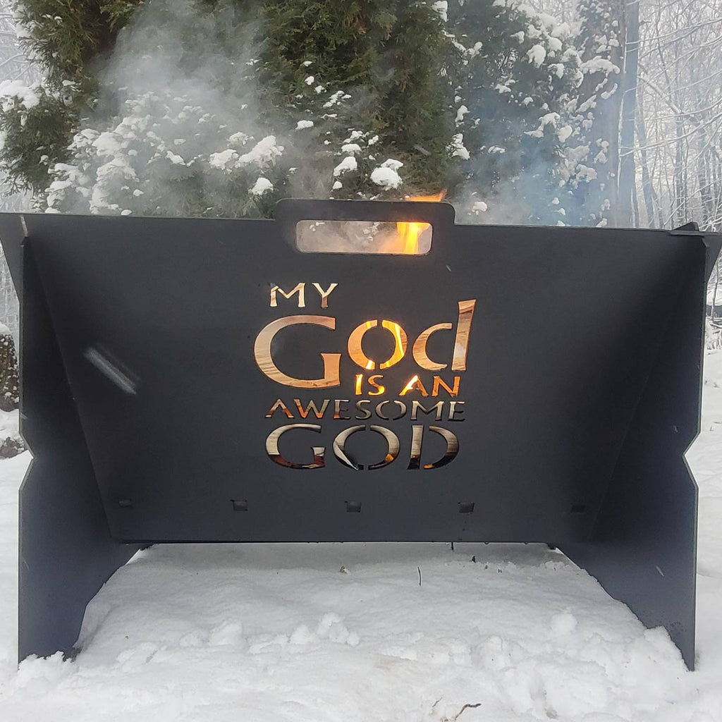 Collapsible Steel Fire Pit: Personalized Gril Aluminum Sign — alternate angle