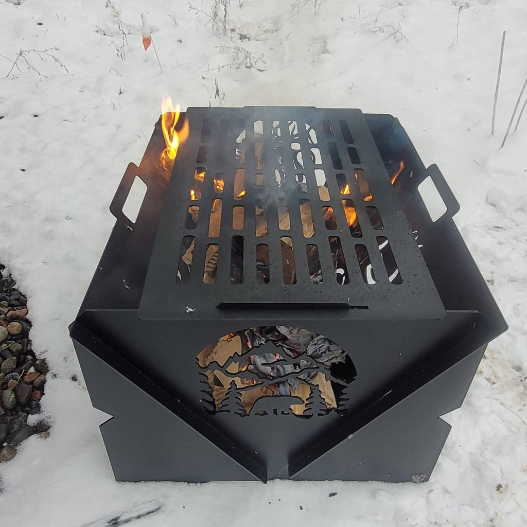 Collapsible Steel Fire Pit: Personalized Gril Aluminum Sign — alternate angle