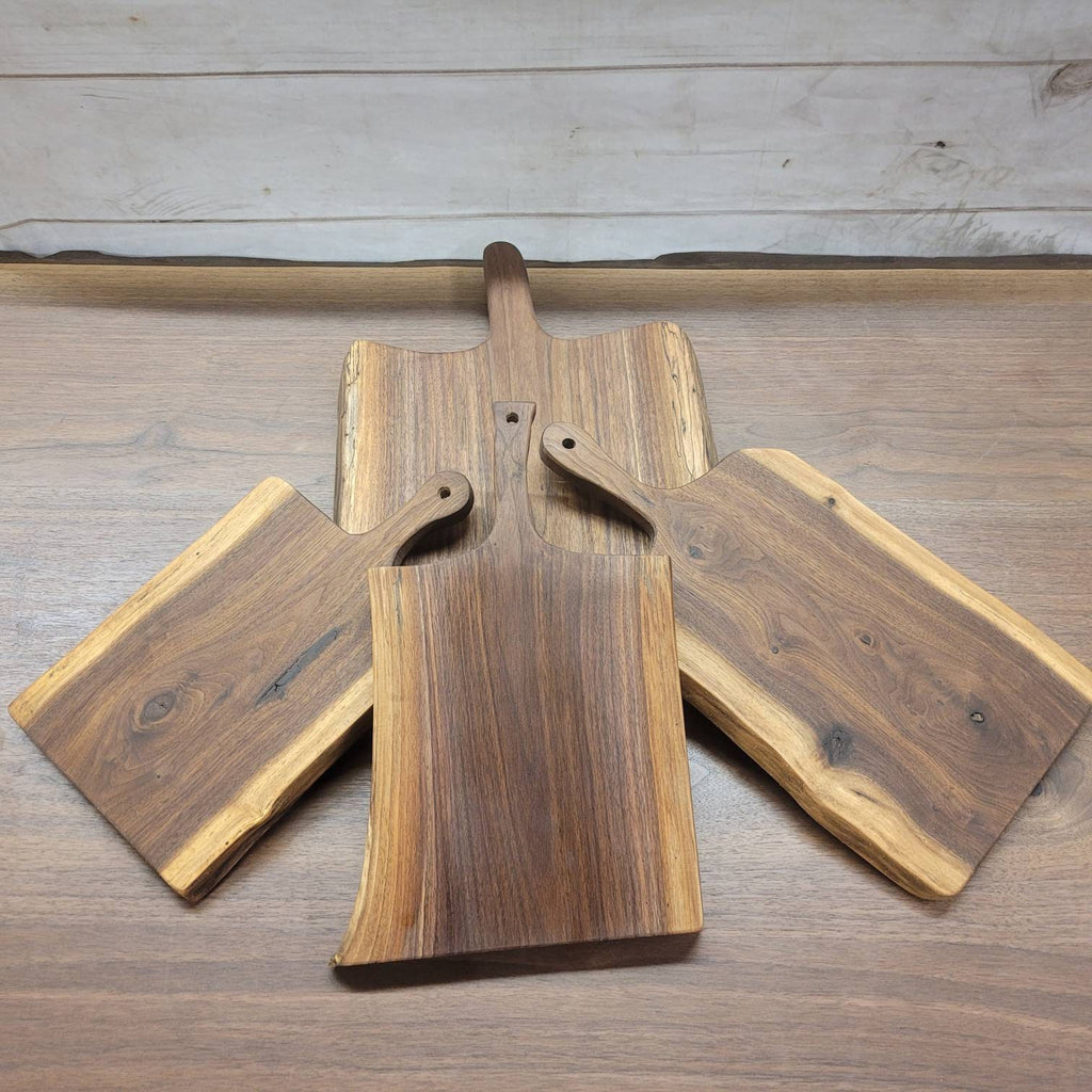 Live Edge Walnut Charcuterie Board Wood Sign — front view on white background