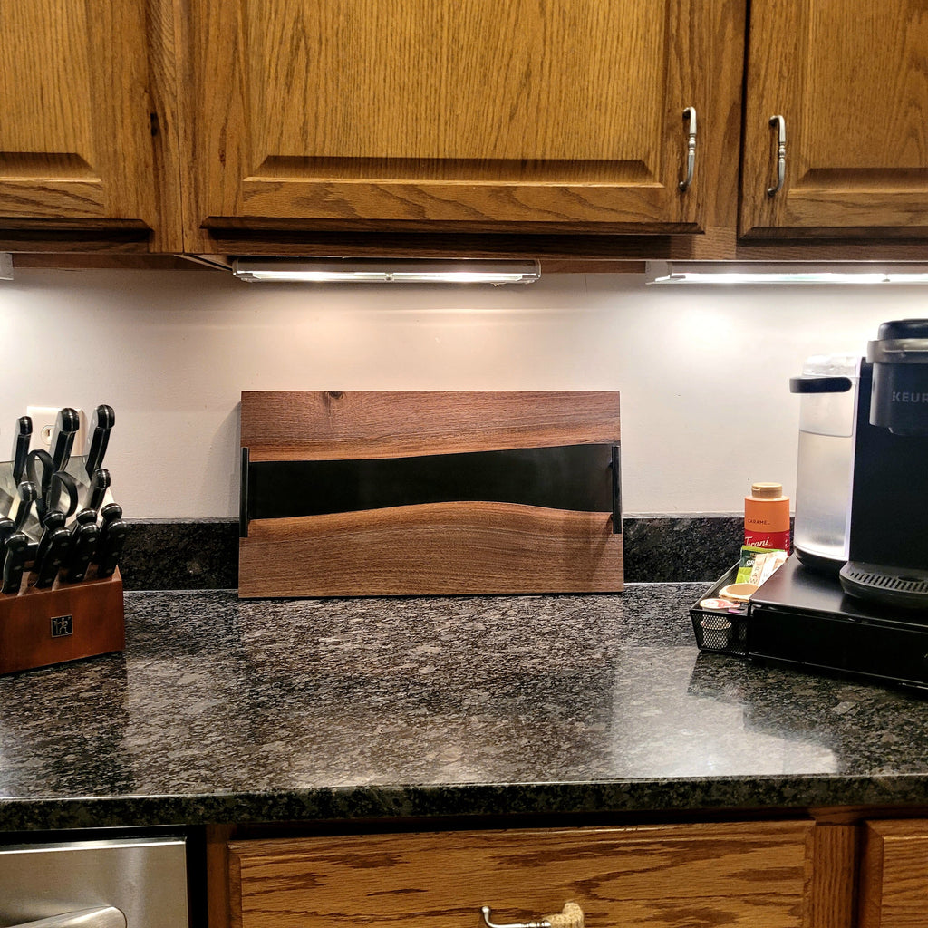 Black walnut epoxy river charcuterie serving  Wood Sign — lifestyle setting
