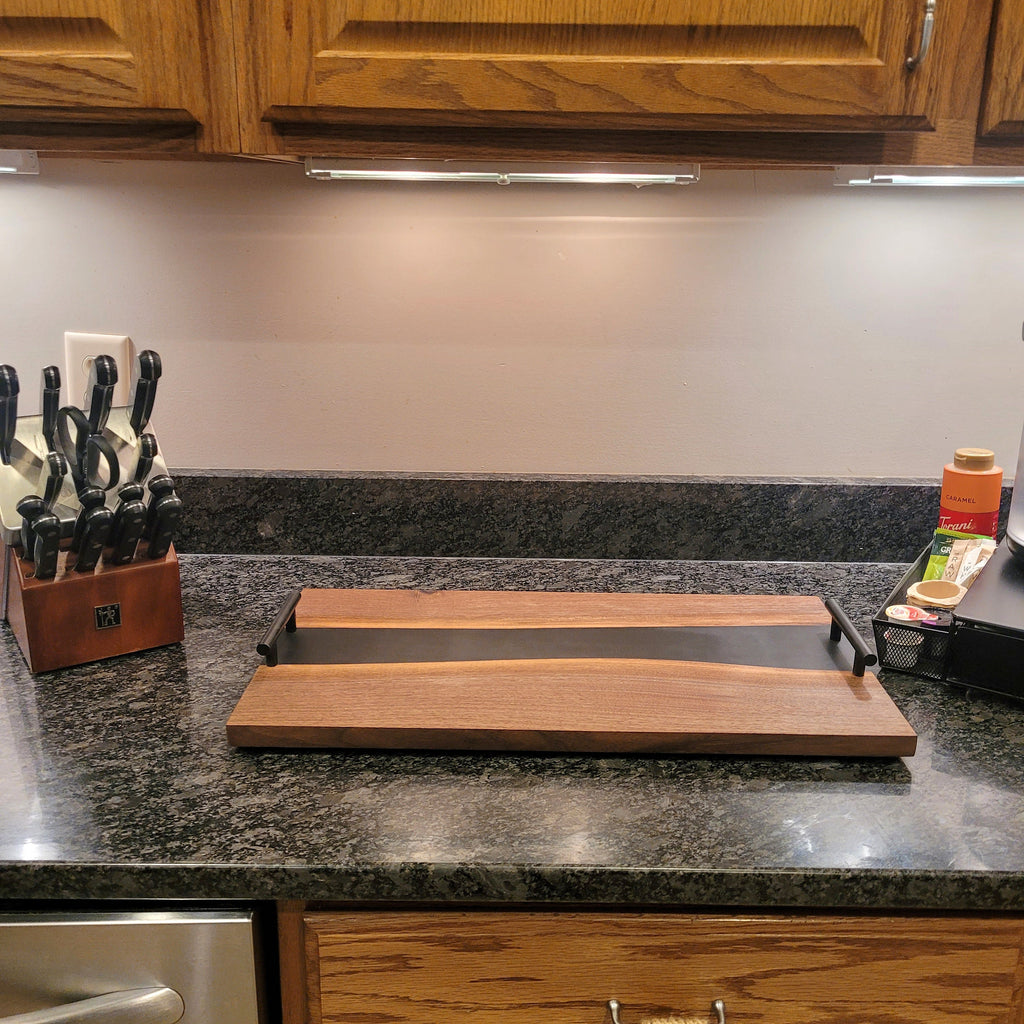 Black walnut epoxy river charcuterie serving  Wood Sign — detail view