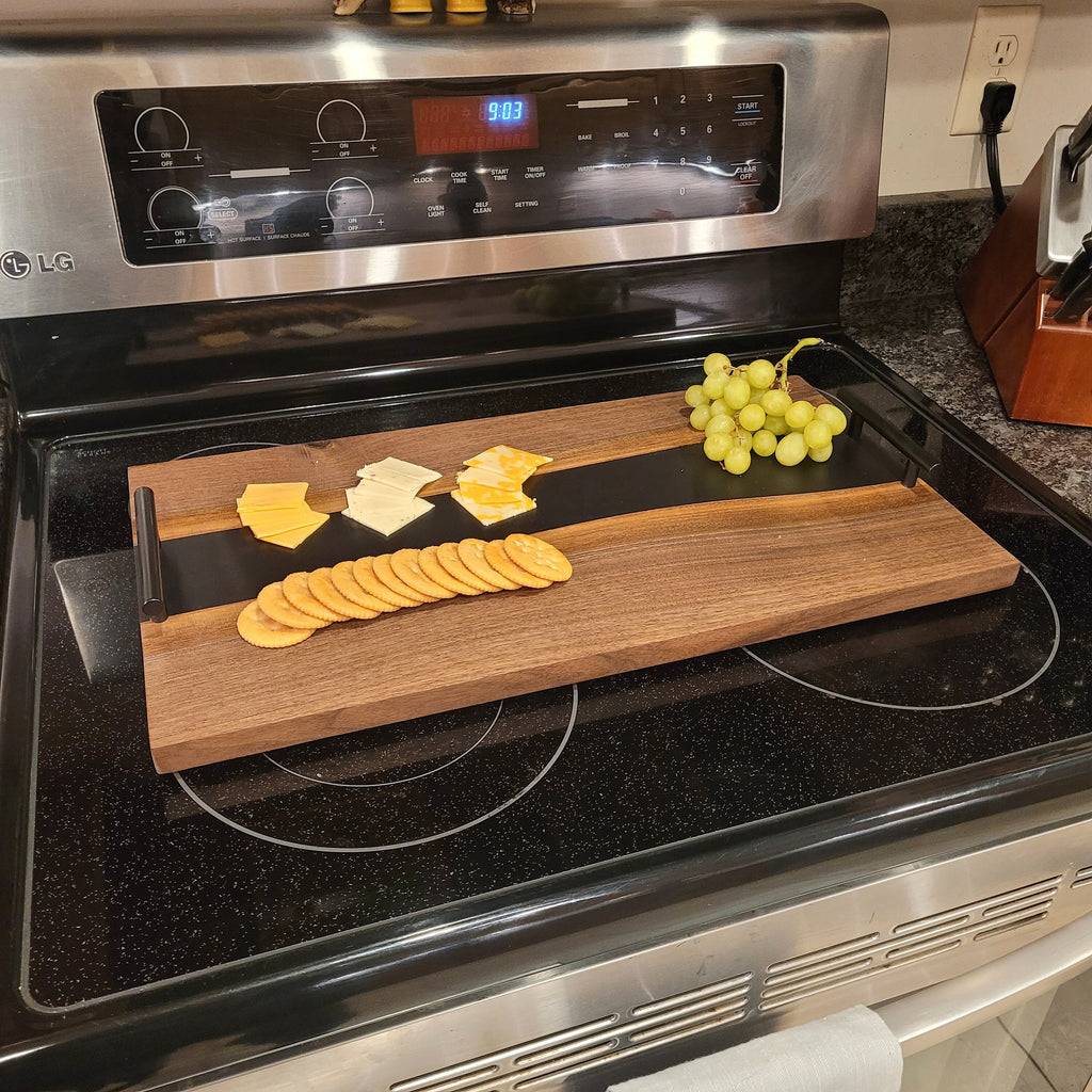 Black walnut epoxy river charcuterie serving  Wood Sign — alternate angle