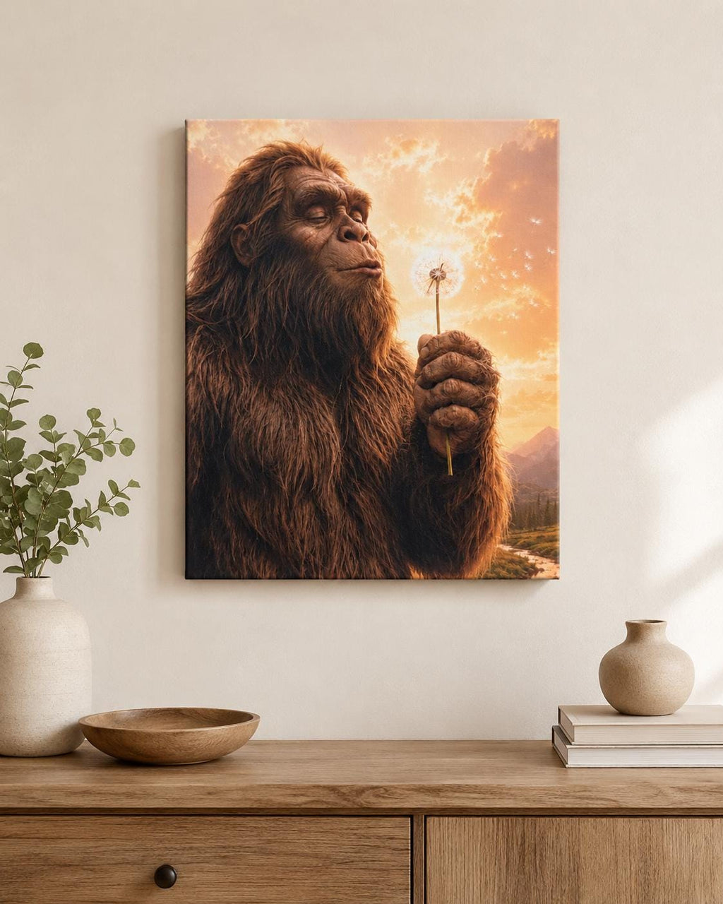 Dandelion Bigfoot Canvas Print Canvas Print — front view on white background