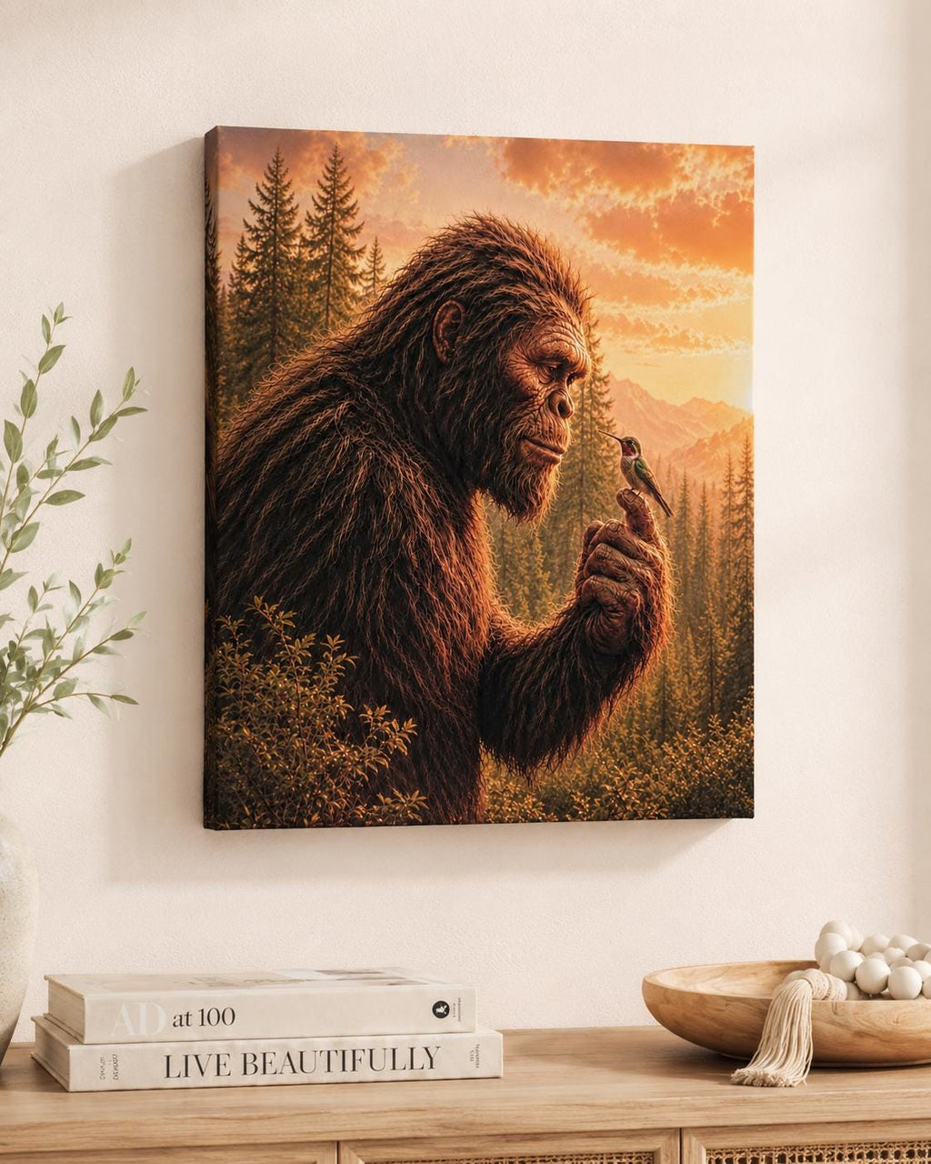 Bigfoot Hummingbird Canvas Print Canvas Print — lifestyle setting