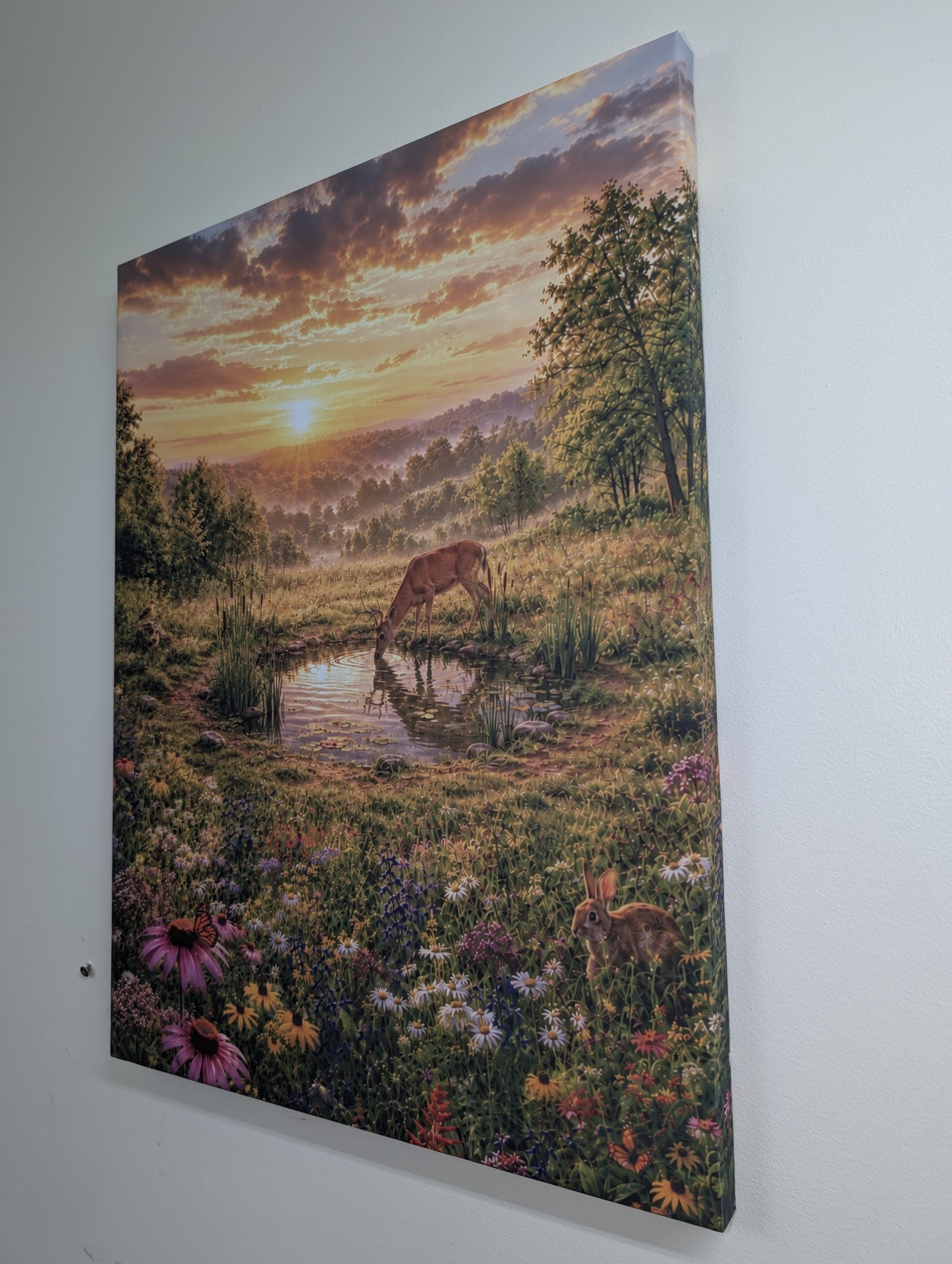 Wildflower Deer Pond Canvas Print Canvas Print — lifestyle setting