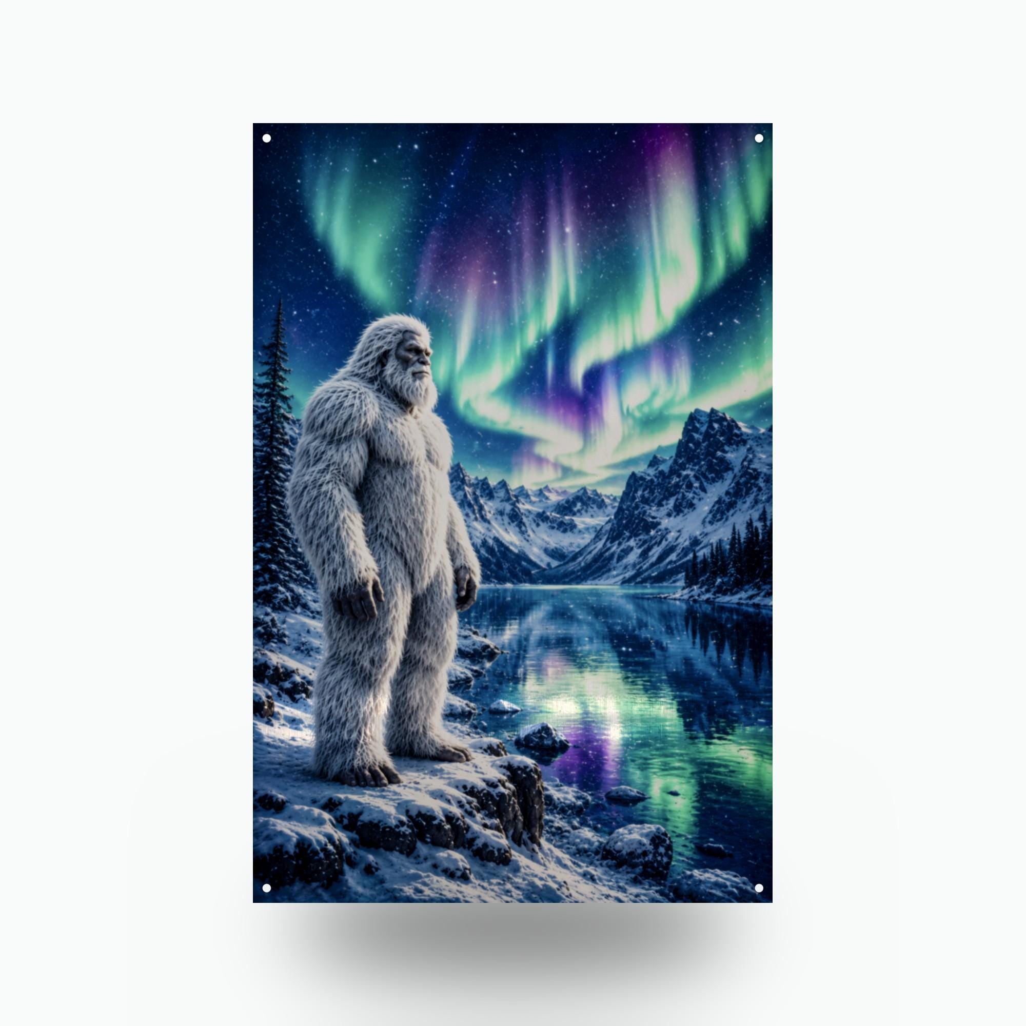 Aurora Lake Yeti Metal Sign Bigfoot Aluminum Sign — front view on white background