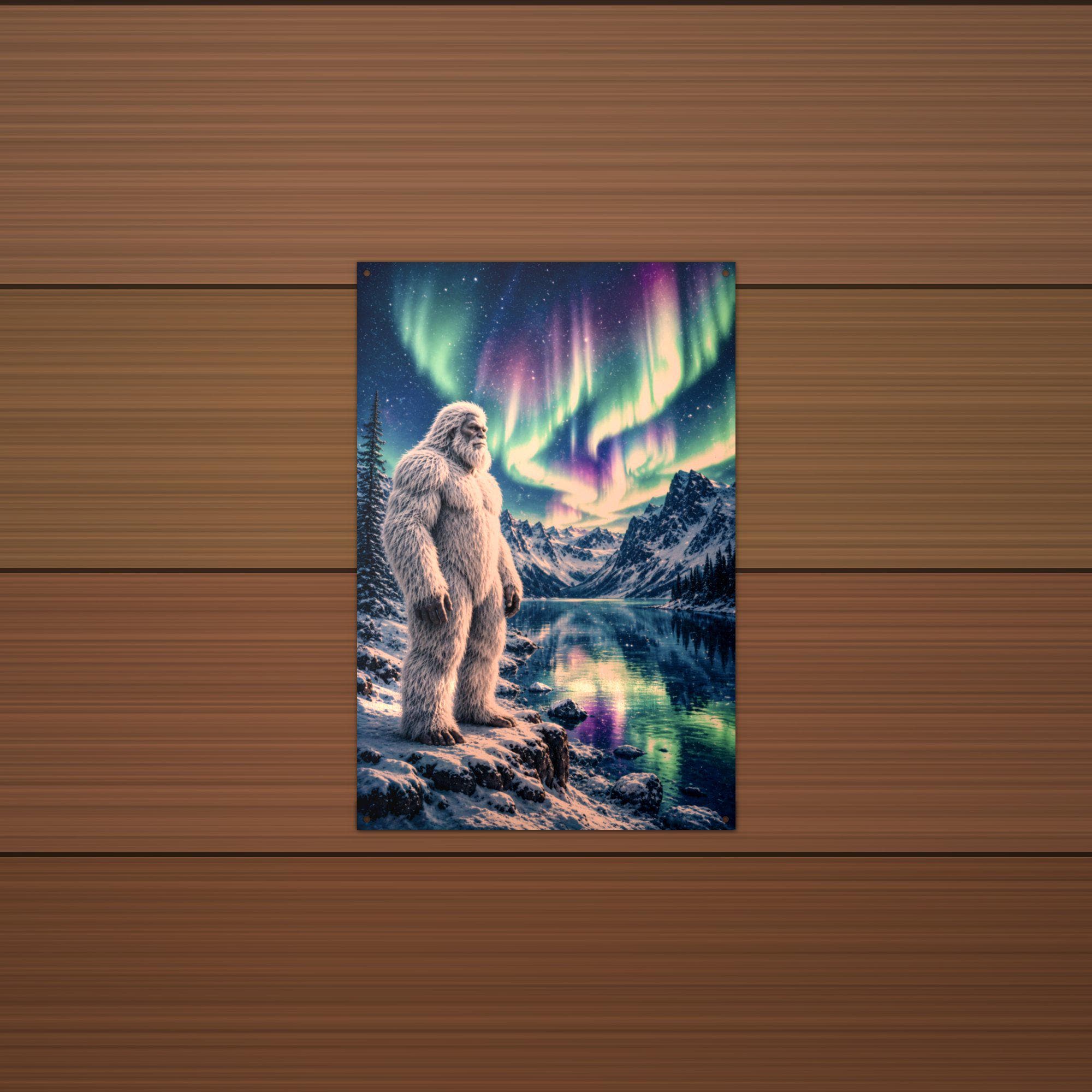 Aurora Lake Yeti Metal Sign Bigfoot Aluminum Sign — detail view
