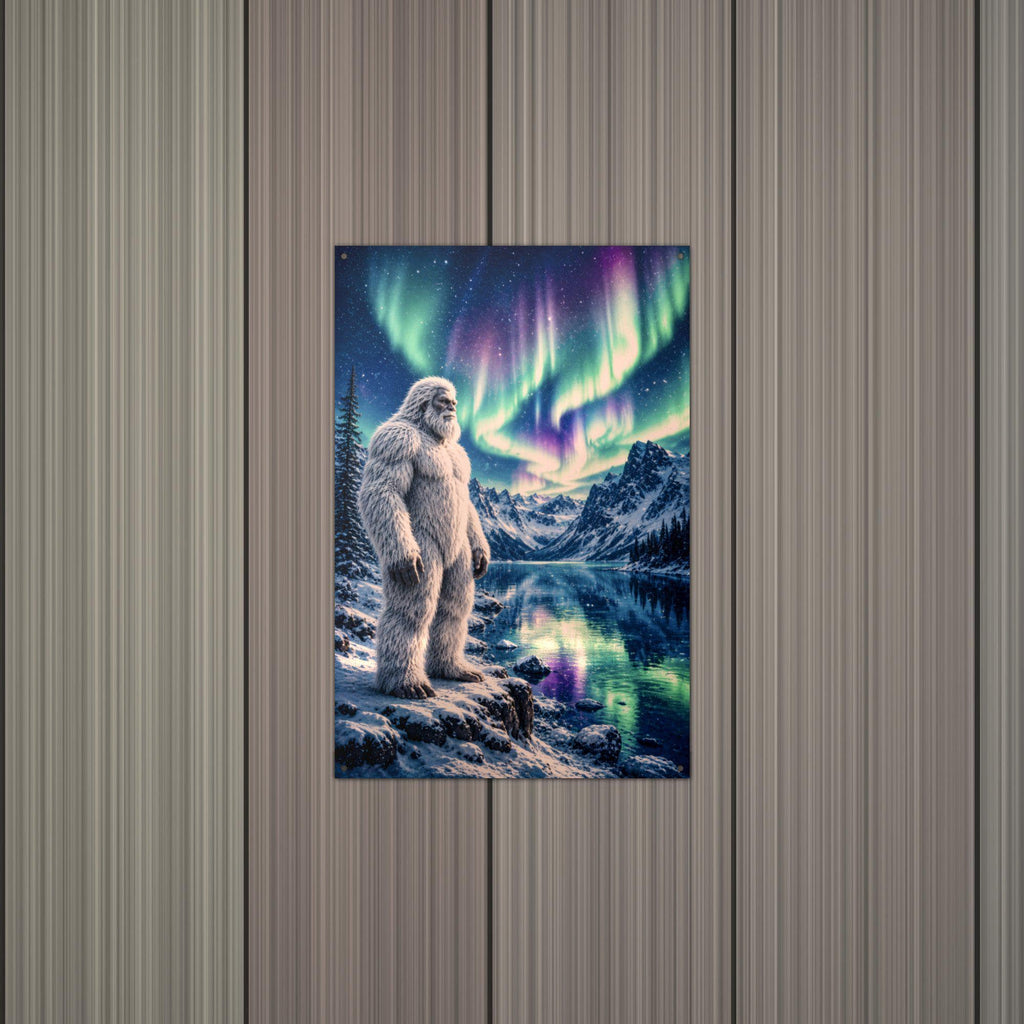 Aurora Lake Yeti Metal Sign Bigfoot Aluminum Sign — alternate angle