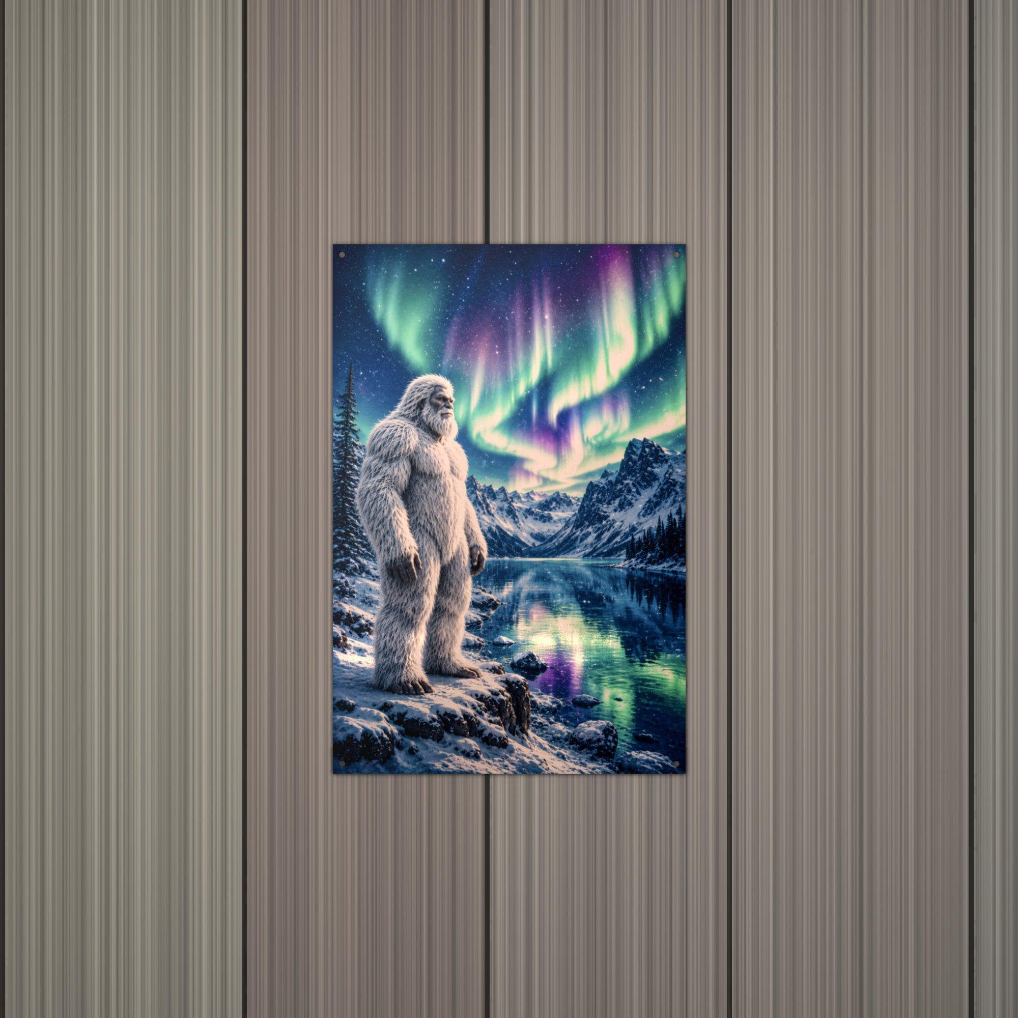 Aurora Lake Yeti Metal Sign Bigfoot Aluminum Sign — alternate angle