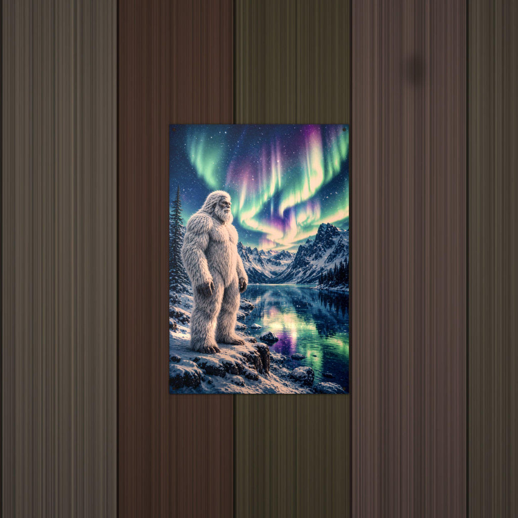 Aurora Lake Yeti Metal Sign Bigfoot Aluminum Sign — alternate angle