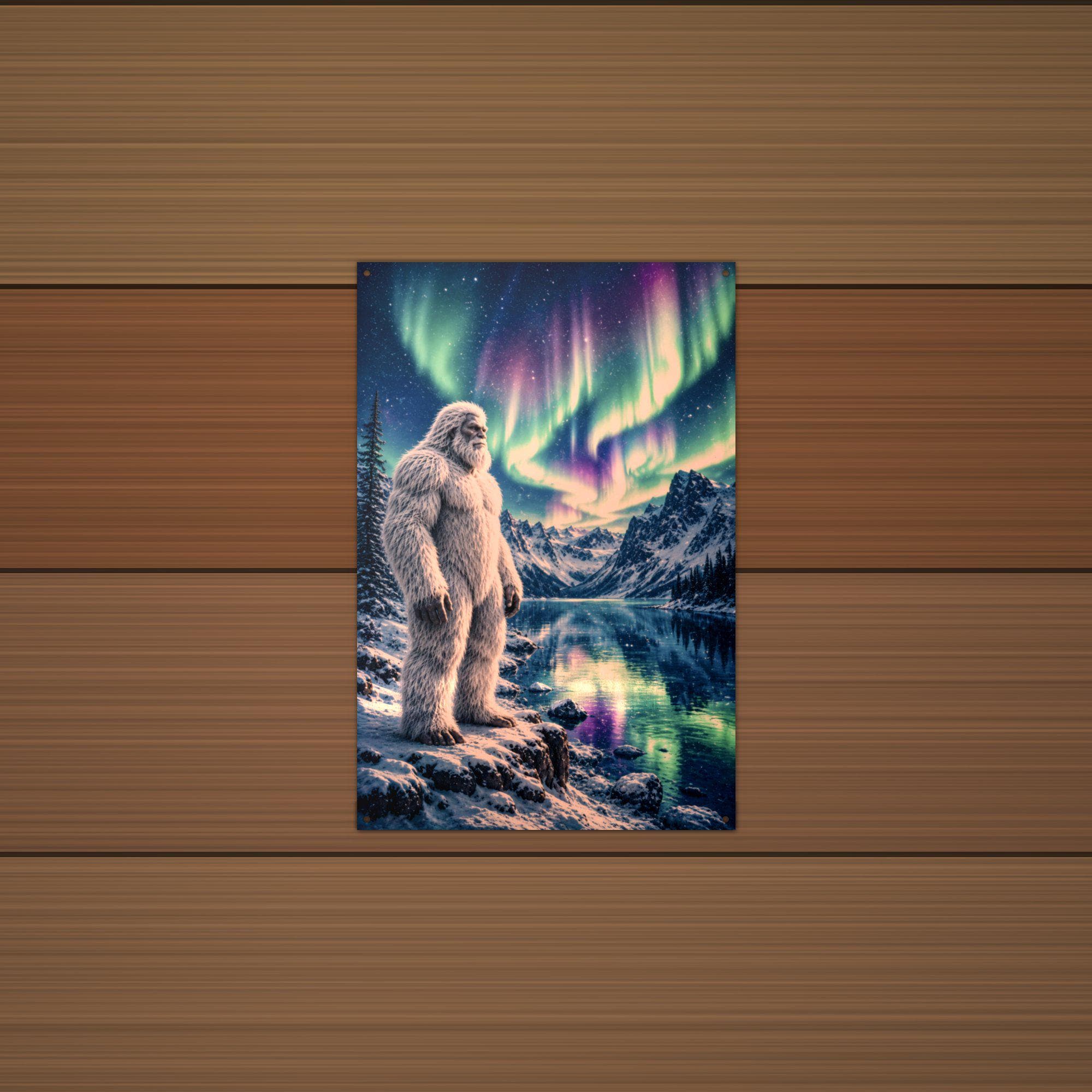 Aurora Lake Yeti Metal Sign Bigfoot Aluminum Sign — alternate angle