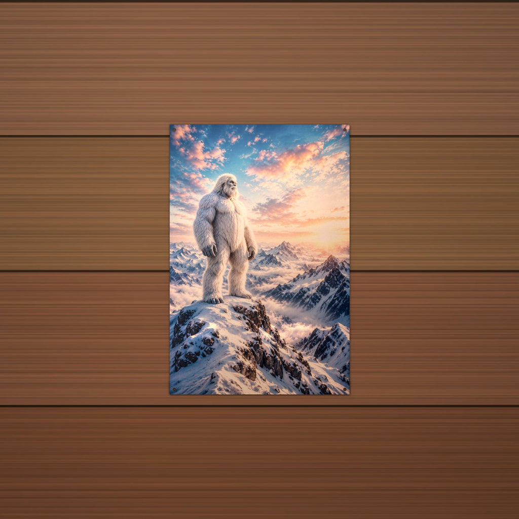 Sunrise Summit Yeti Metal Sign Bigfoot Aluminum Sign — detail view