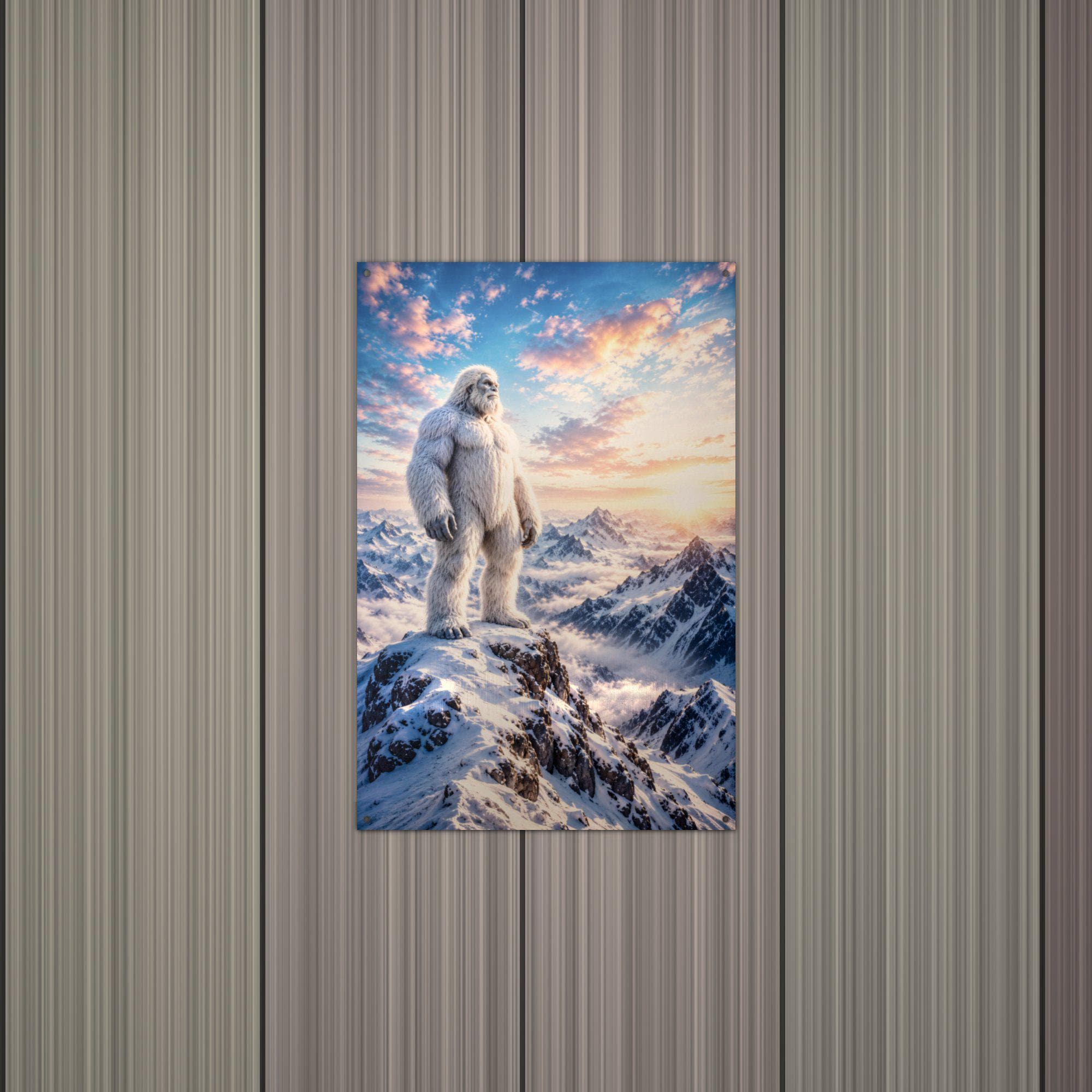 Sunrise Summit Yeti Metal Sign Bigfoot Aluminum Sign — alternate angle