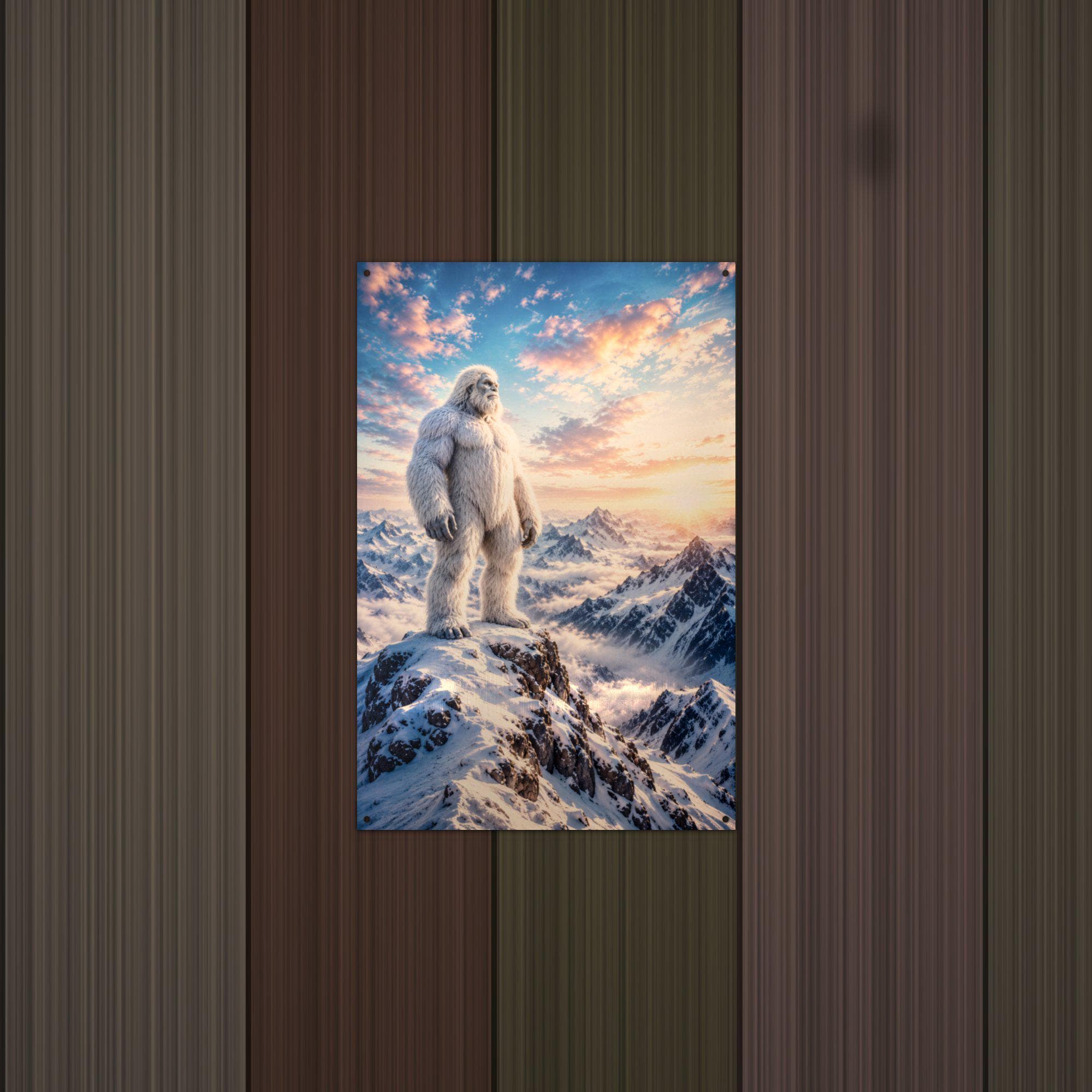 Sunrise Summit Yeti Metal Sign Bigfoot Aluminum Sign — alternate angle