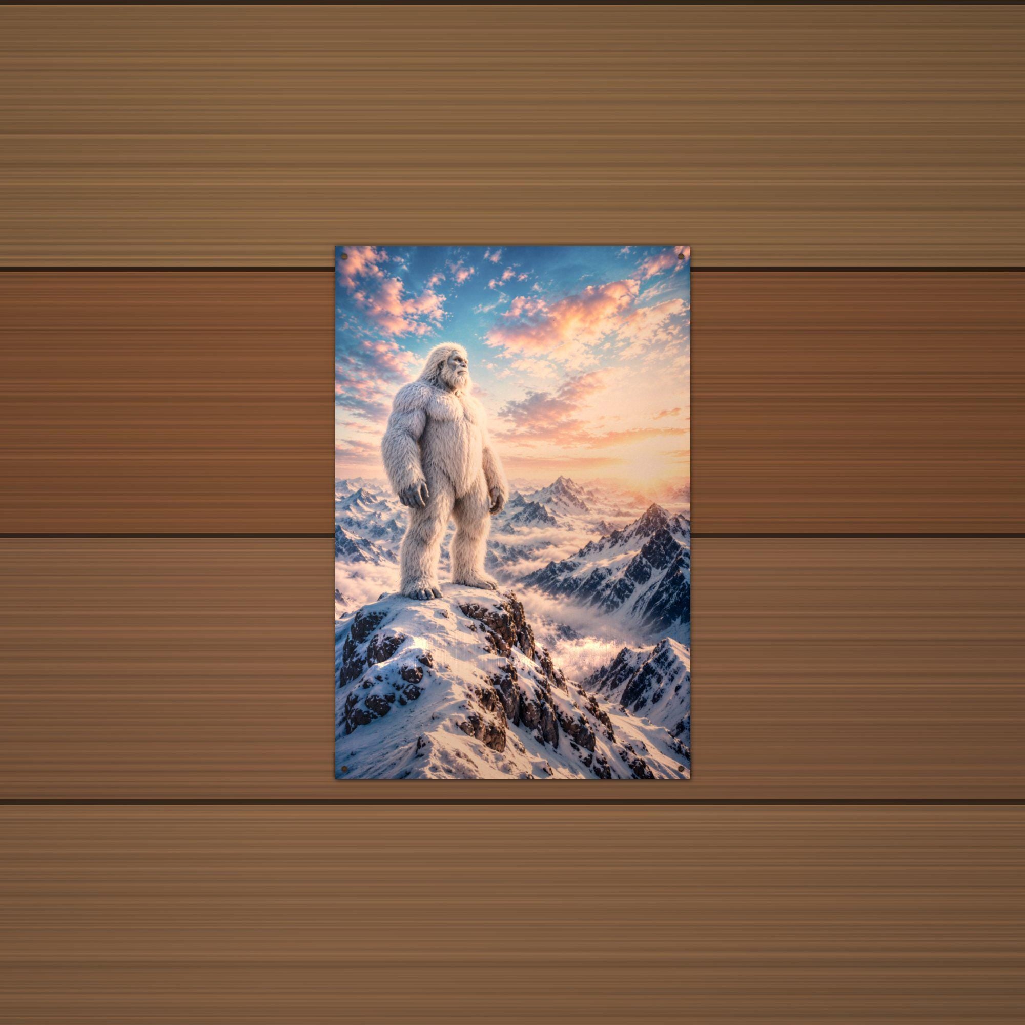 Sunrise Summit Yeti Metal Sign Bigfoot Aluminum Sign — alternate angle