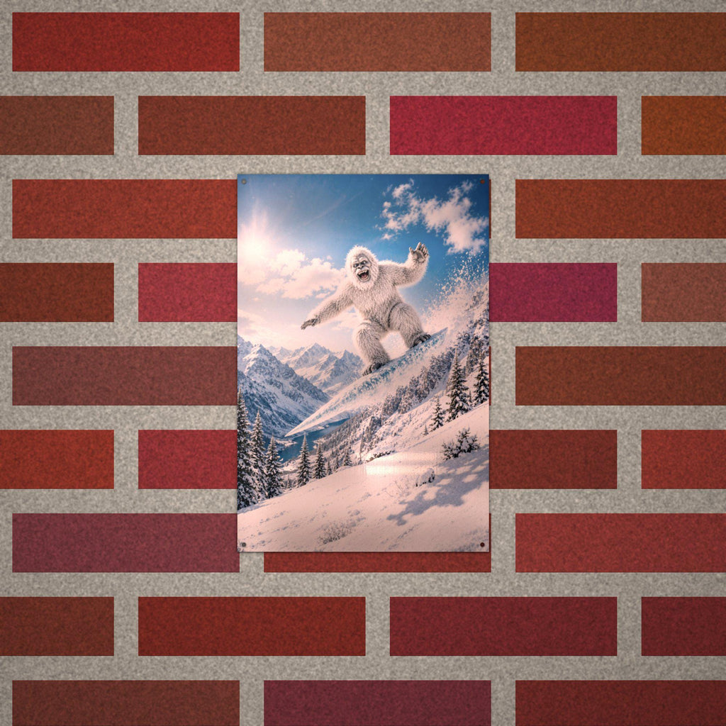 Snowboard Jump Yeti Metal Sign Bigfoot Aluminum Sign — alternate angle