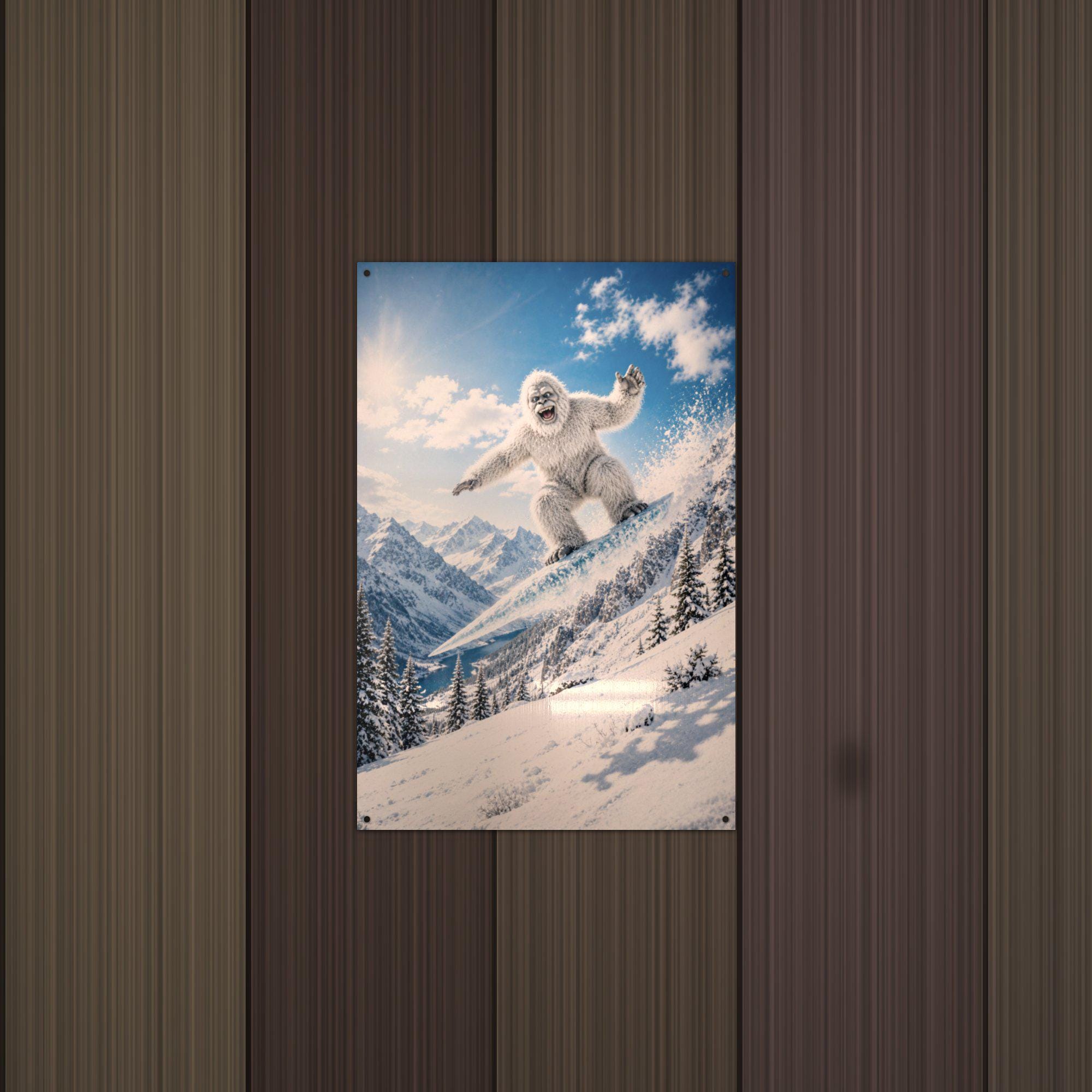 Snowboard Jump Yeti Metal Sign Bigfoot Aluminum Sign — alternate angle