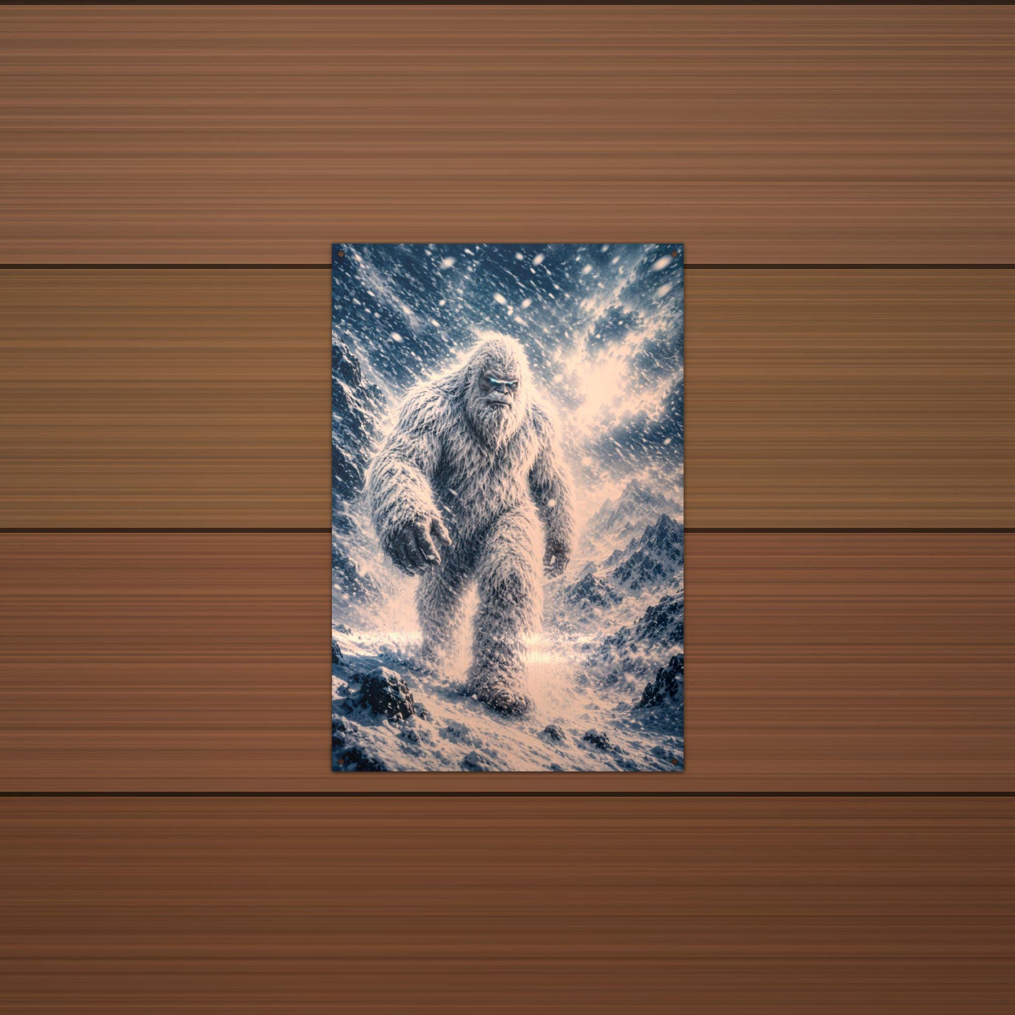 Blizzard Storm Yeti Metal Sign Bigfoot Aluminum Sign — detail view