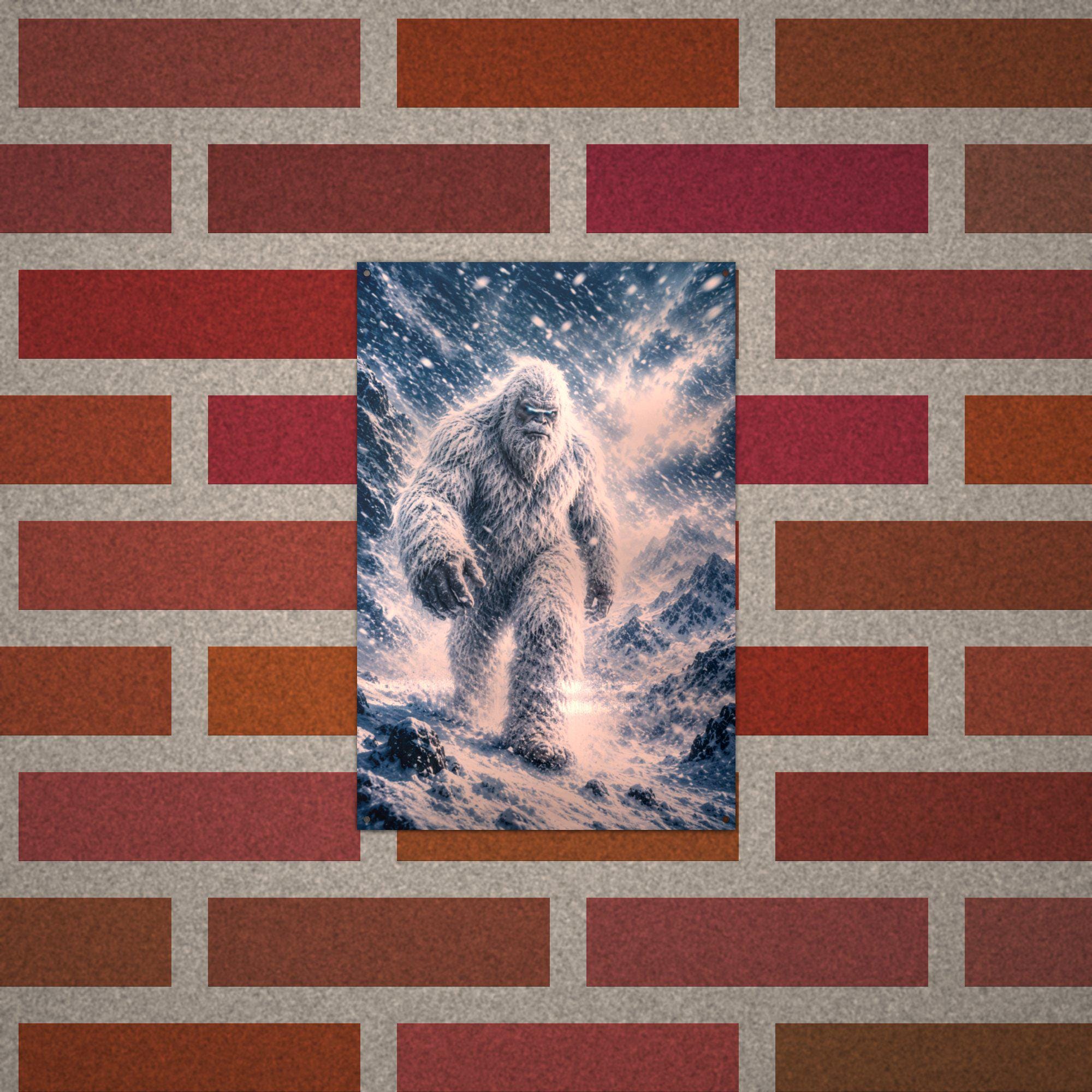 Blizzard Storm Yeti Metal Sign Bigfoot Aluminum Sign — alternate angle