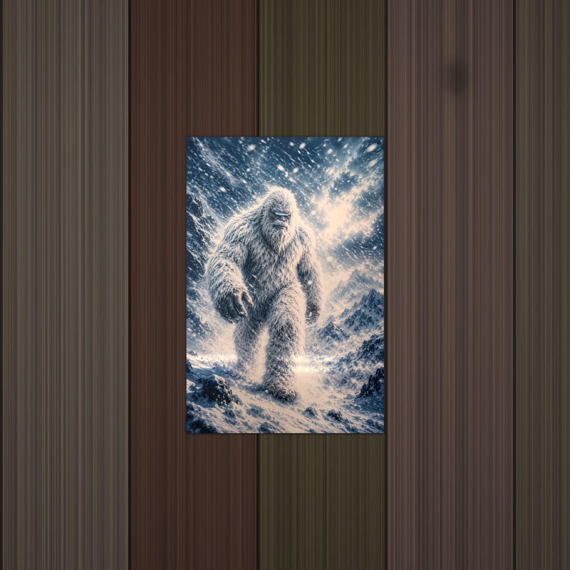 Blizzard Storm Yeti Metal Sign Bigfoot Aluminum Sign — alternate angle