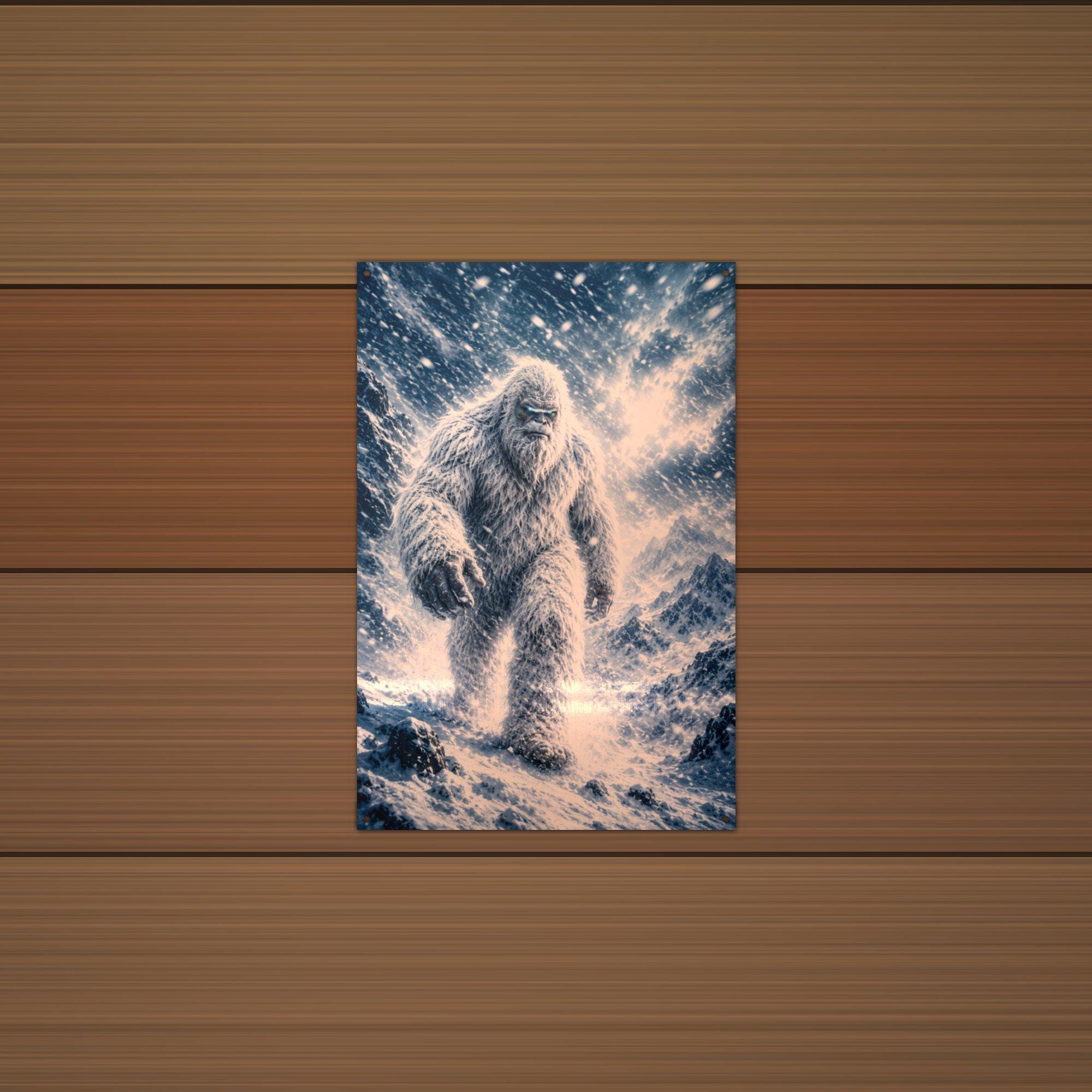 Blizzard Storm Yeti Metal Sign Bigfoot Aluminum Sign — alternate angle