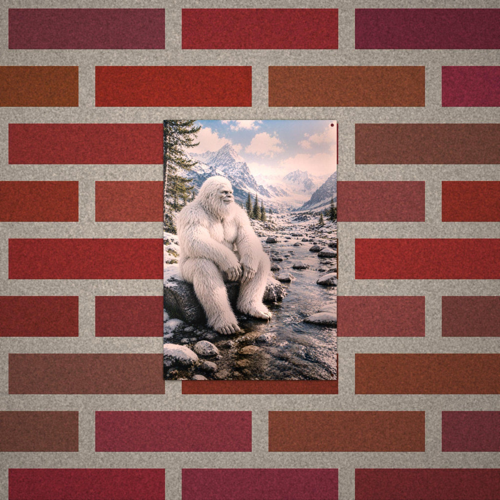 Mountain Stream Yeti Metal Sign Bigfoot Aluminum Sign — alternate angle