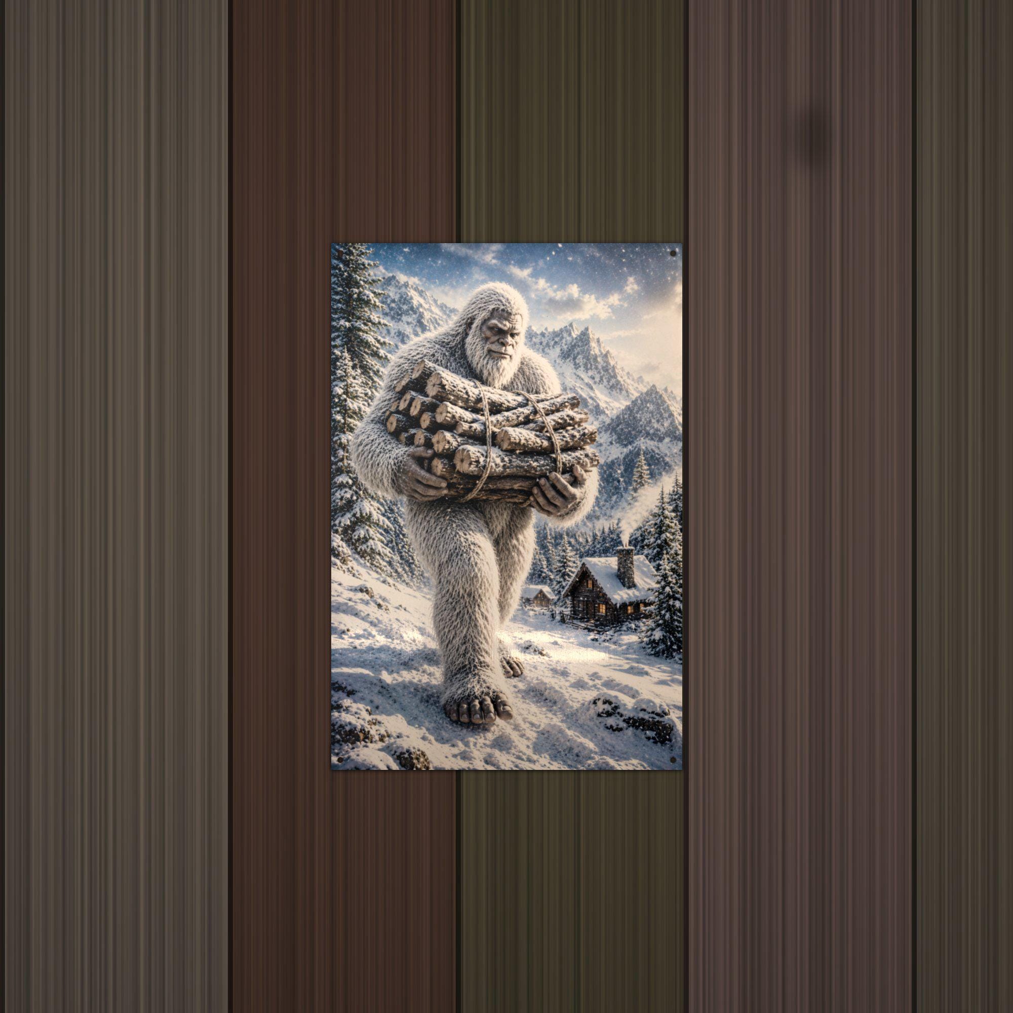 Firewood Yeti Metal Sign Bigfoot Aluminum Sign — alternate angle