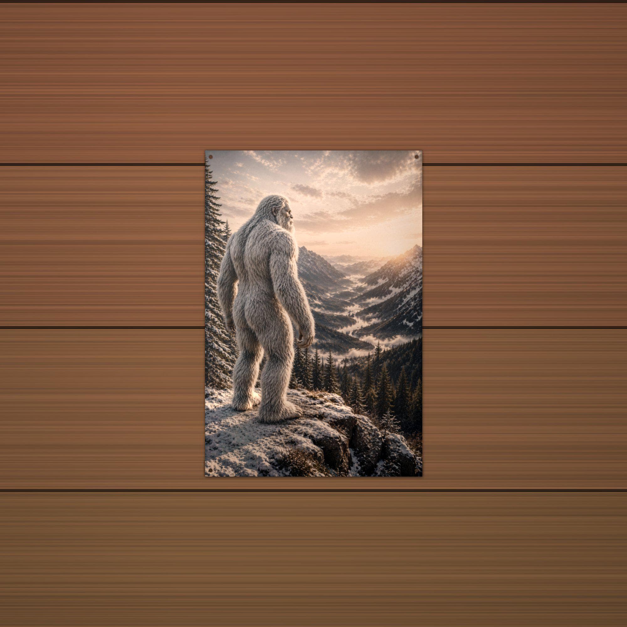Cloud Valley Yeti Metal Sign Bigfoot Aluminum Sign — detail view