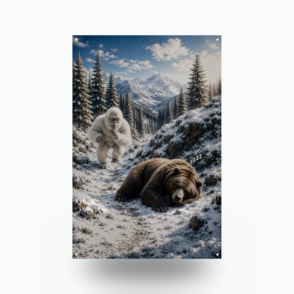 Bear Nap Yeti Metal Sign Bigfoot Aluminum Sign — front view on white background