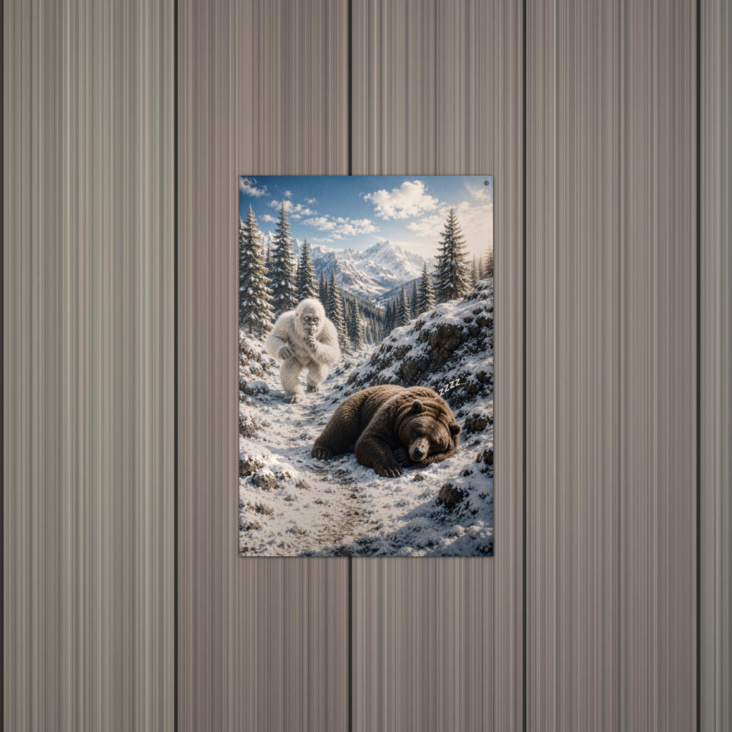 Bear Nap Yeti Metal Sign Bigfoot Aluminum Sign — alternate angle