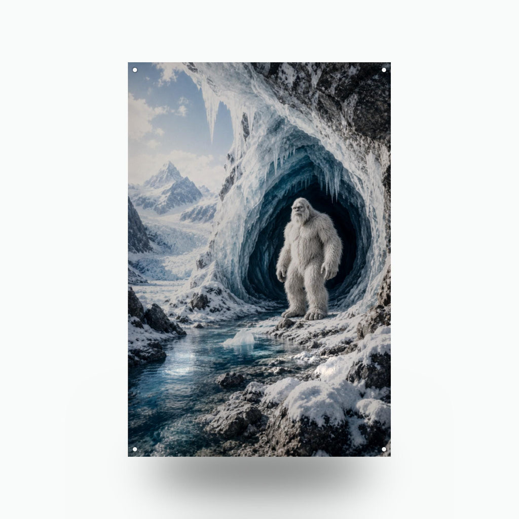 Ice Cave Yeti Metal Sign Bigfoot Aluminum Sign — front view on white background