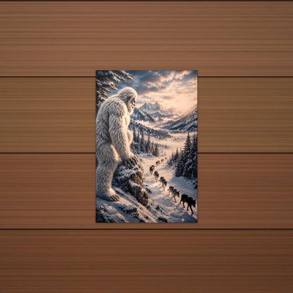 Wolf Pack Yeti Metal Sign Bigfoot Aluminum Sign — detail view